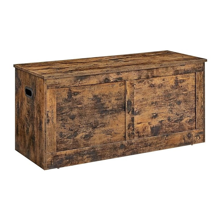 VASAGLE Storage Chest, Storage Trunk with 2 Safety Hinges, Storage Bench, Shoe Bench, Farmhouse Style, 15.7 x 39.4 x 18.3 Inches, for Entryway, Bedroom, Living Room, Rustic Brown ULSB164K01