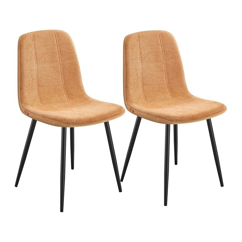 VASAGLE Dining Chairs, Set of 2 Dining Room Chairs, Metal Frame, Adjustable Feet, Easy to Clean, Glacier-Textured Synthetic Leather, for Kitchen, Caramel Brown UKDC187K01