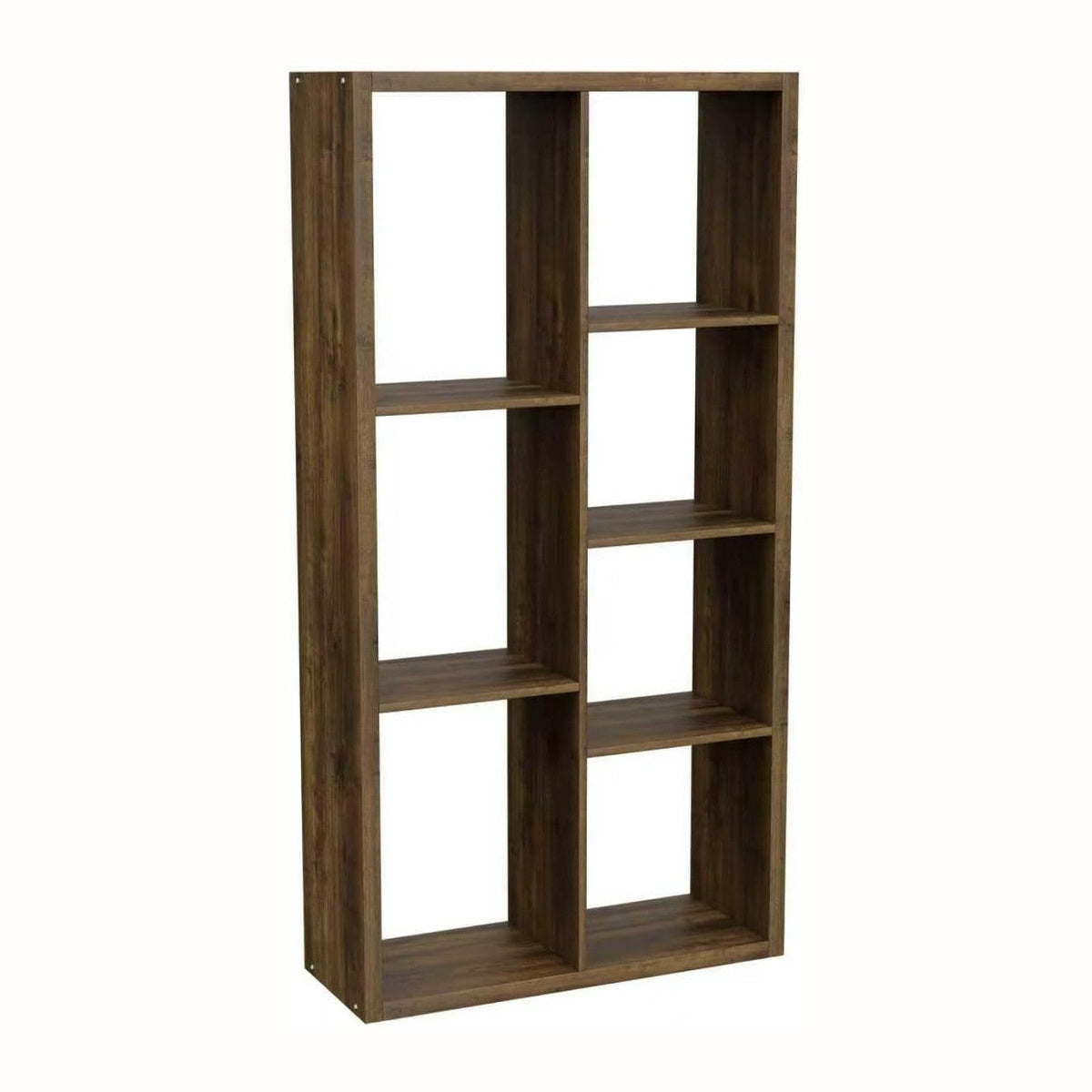 Cube Storage Organizer Bookcase, Decorative 11 inch Open Back Cubical Shelf with Thickened Border, Display Bookshelf for Living Room, Home Office, Sturdy Room (Brown, 7 Cube)