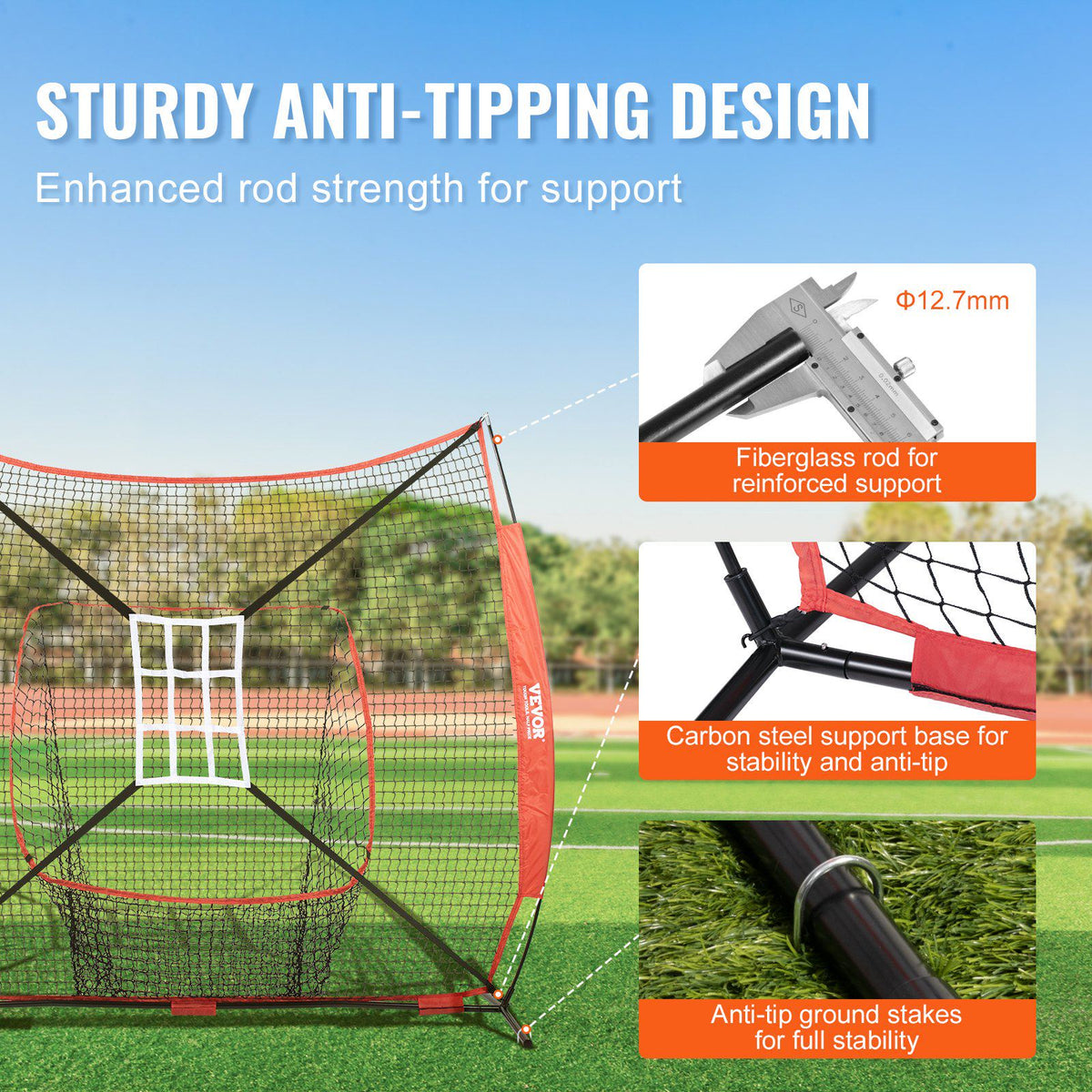 7x7 ft Baseball Softball Practice Net, Portable Baseball Training Net for Hitting Catching Pitching, Backstop Baseball Equipment with Bow Frame, Carry Bag, Strike Zone, Ball, Tee, Ball Collector