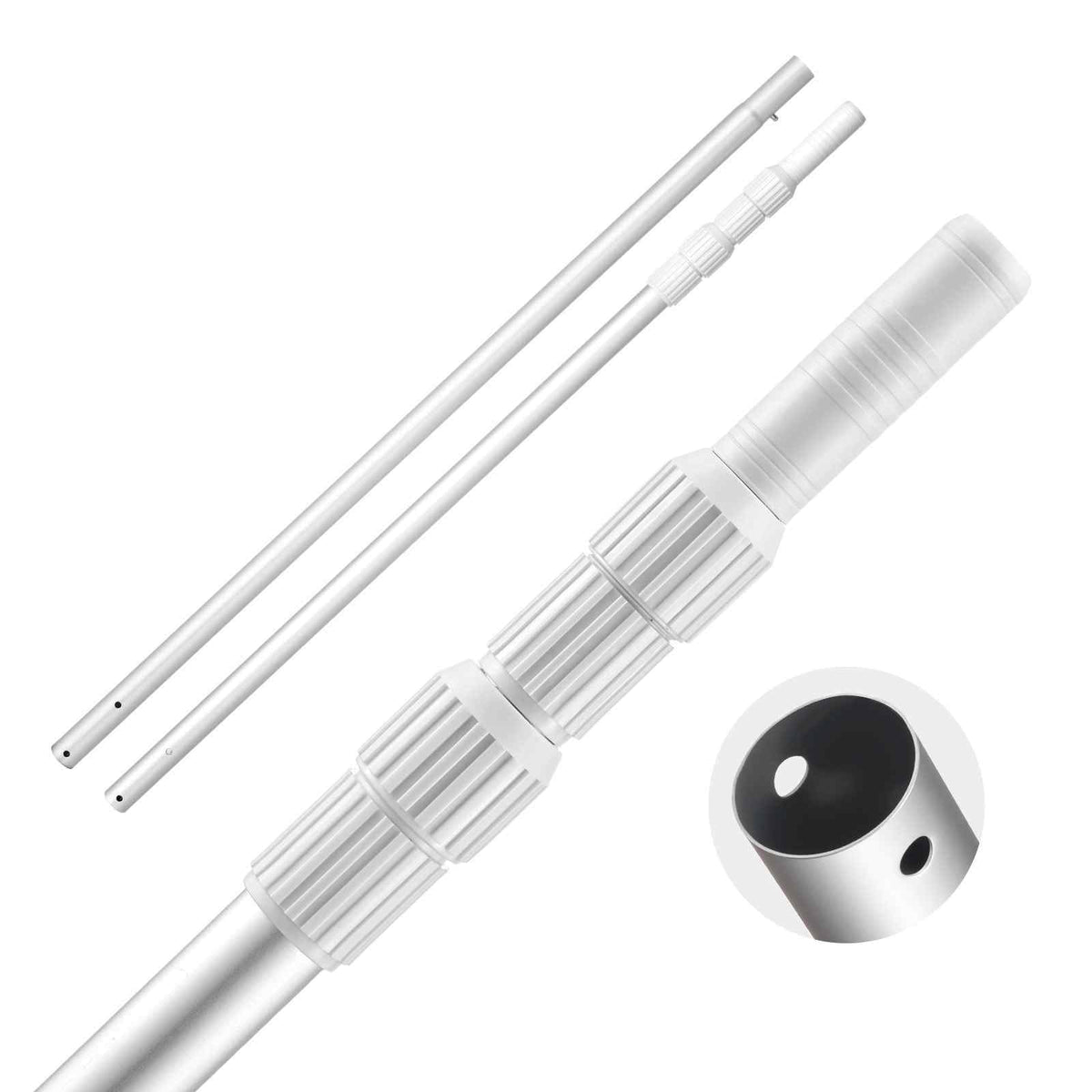 Pool Pole, 3.4 to 12 Ft Telescoping Swimming Pool Cleaning Poles, Professional Adjustable Telescopic Pole with Extension Pole, Heavy Duty Cleaner Stick for Skimmer Net, Rake, Brush, Vacuum Head