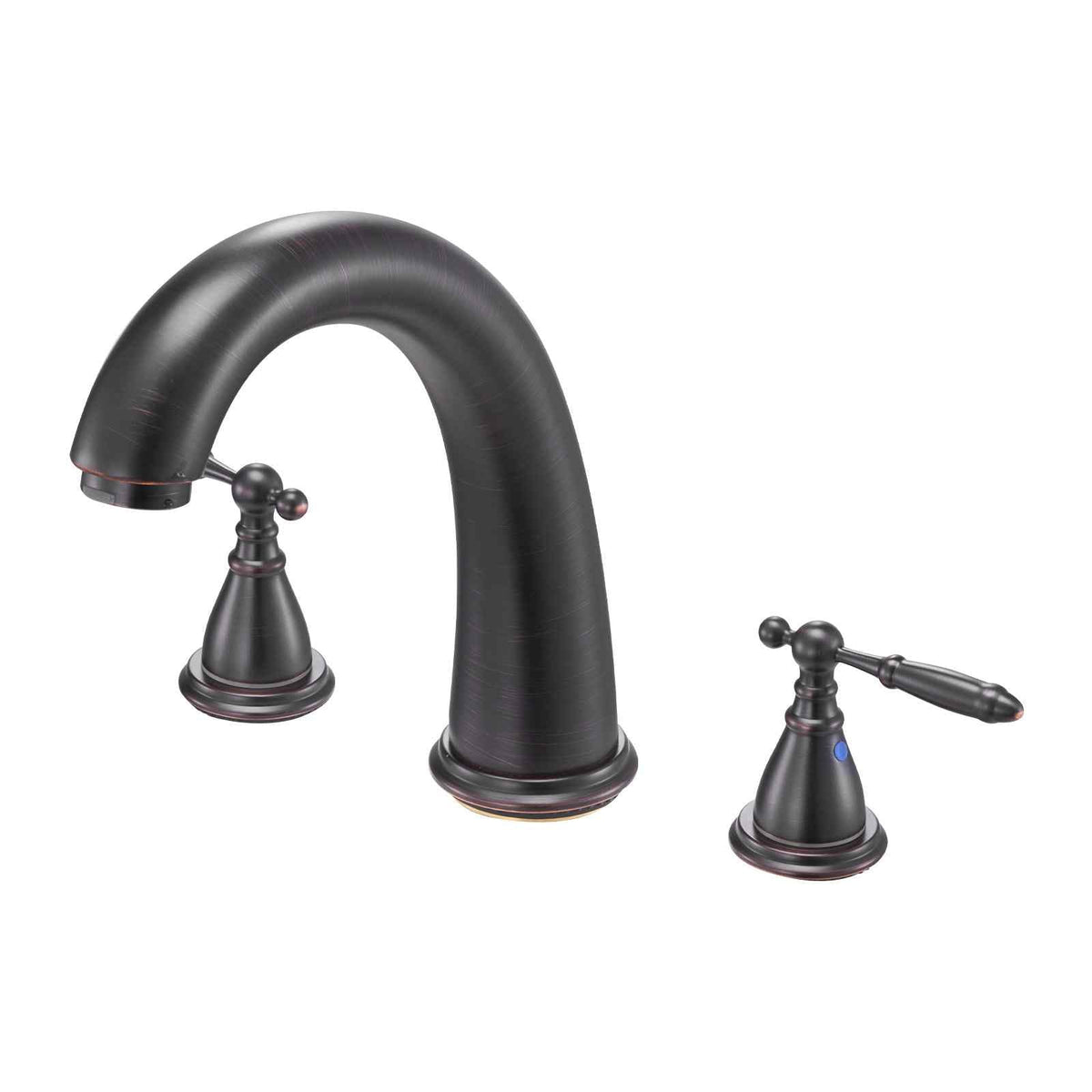 Roman Tub Faucet, 3 Hole Waterfall Bathtub Faucet, Gooseneck Bath Tubs Faucets Set with 2 Handles, Roman Tub Faucets Deck Mount for Pet Washing, Adult Bathing, Bronze, Temperature Control