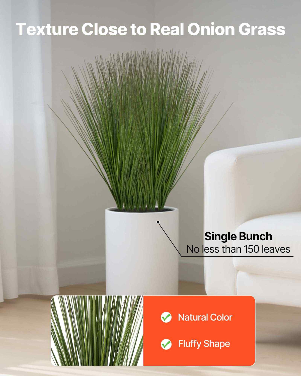 Artificial Grass Plant, 27 inch Faux Onion Grass Fake Greenery Shrubs Plant, Premium PVC for Indoor Outdoor House Home Garden Office Room Décor, Housewarming, 8 Pack Green