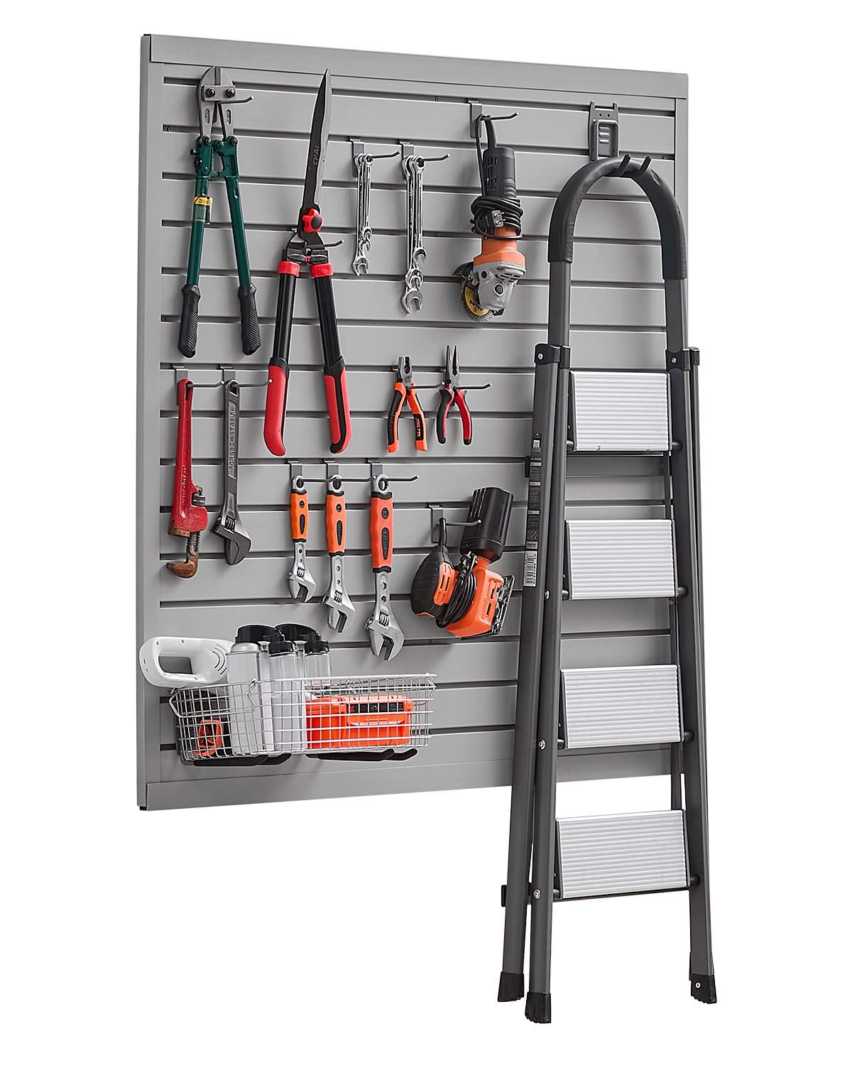 Slat Wall Paneling, 4 x 4 ft, PVC Garage Slatwall with Modular Design, Grey Slat Wall Easy-to-Install Adjustable Slatwall Panel with Coupling Structure & DIY Cutting, Fits for Storage & Display