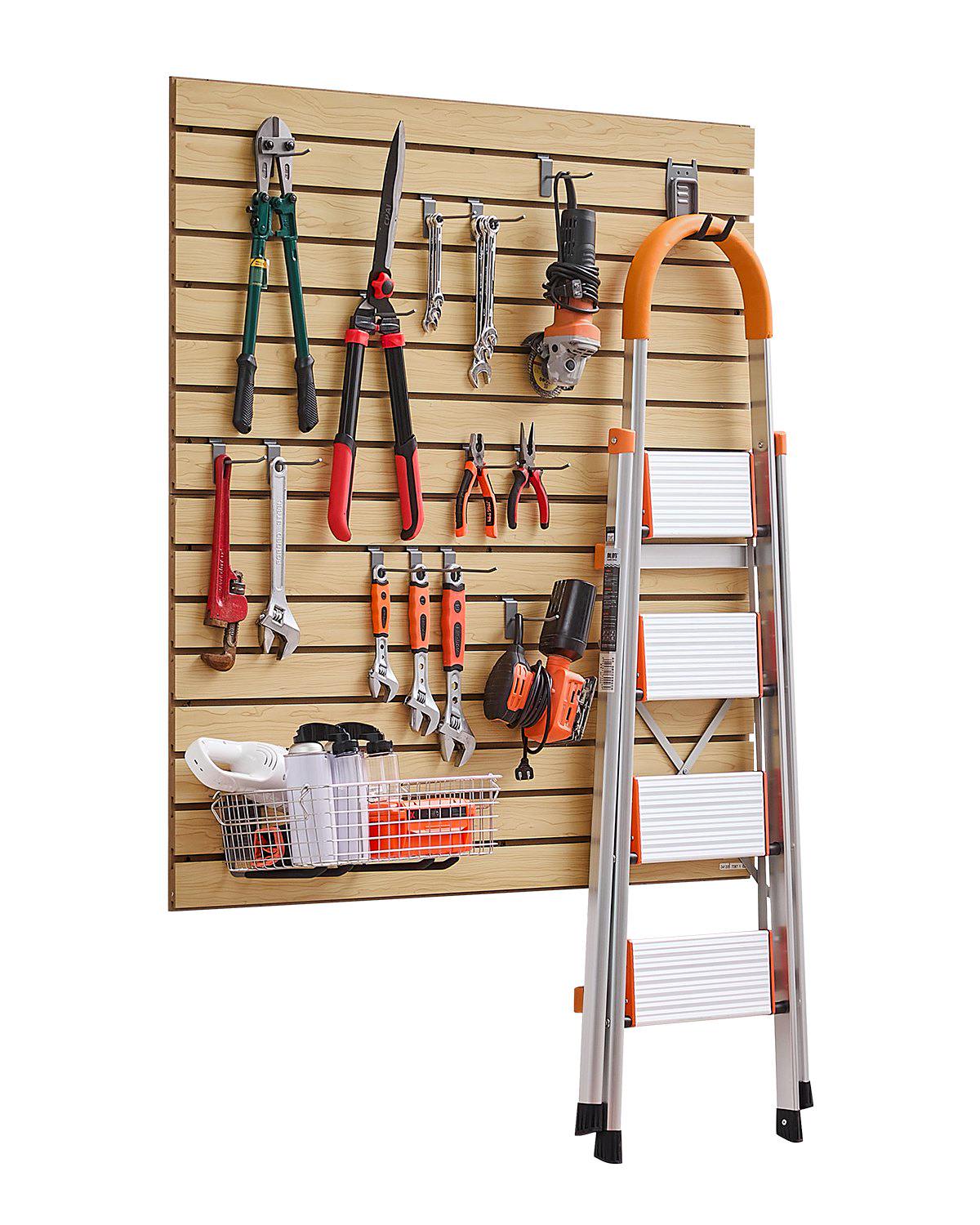 Slat Wall Paneling, 4 x 4ft, MDF Garage Slatwall with Modular Design, Natural Slat Wall Easy-to-Install Adjustable Slatwall Panel with Coupling Structure & DIY Cutting, Fit for Storage & Display