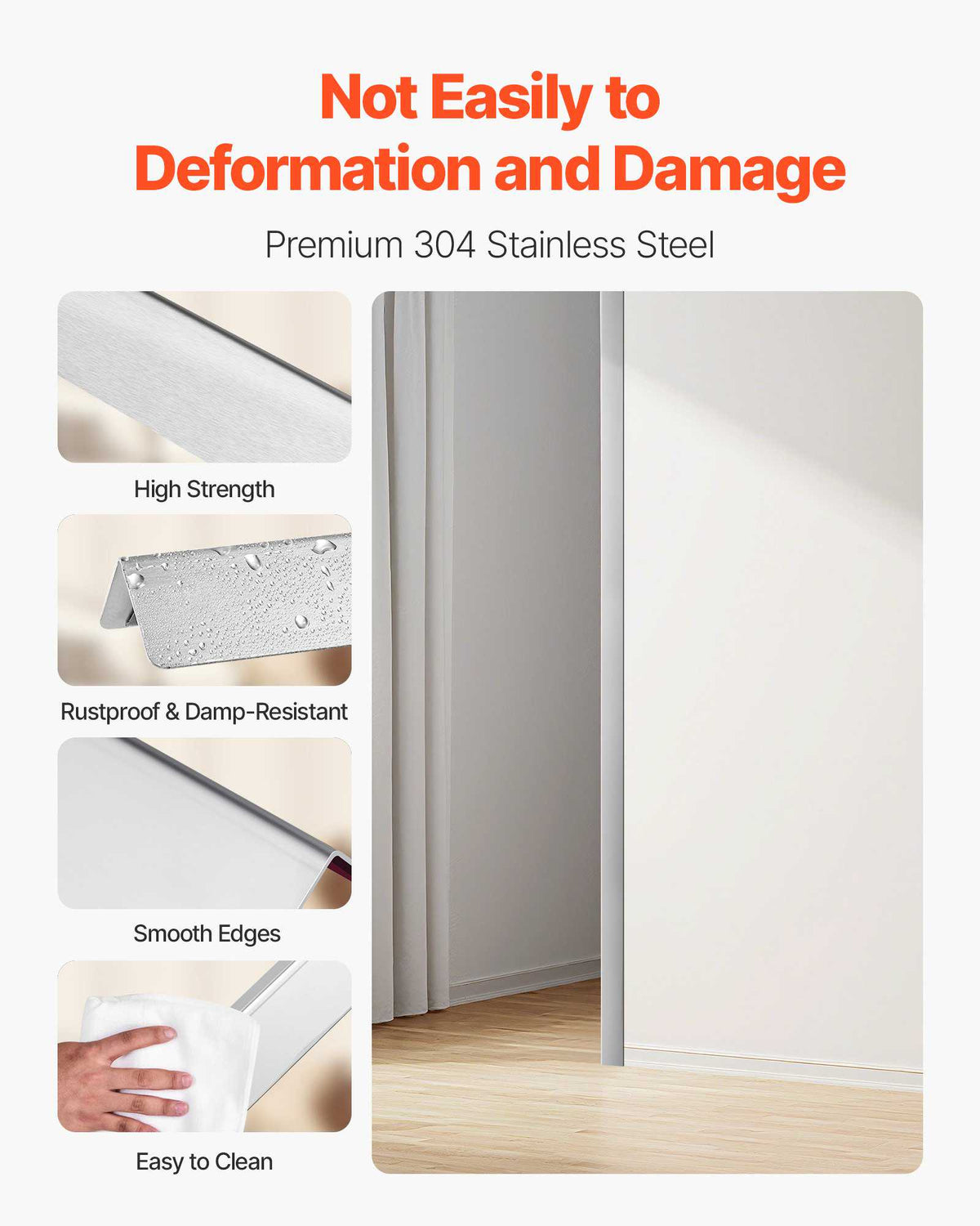 Stainless Steel Wall Corner Protector, 1.5 x 1.5 x 48 inch, 10 Pack Metal Corner Guards, 304 Stainless Steel Edge Trim 90-Degree Angle for Home,Office,Commercial Wall Protection, with 3m Tape