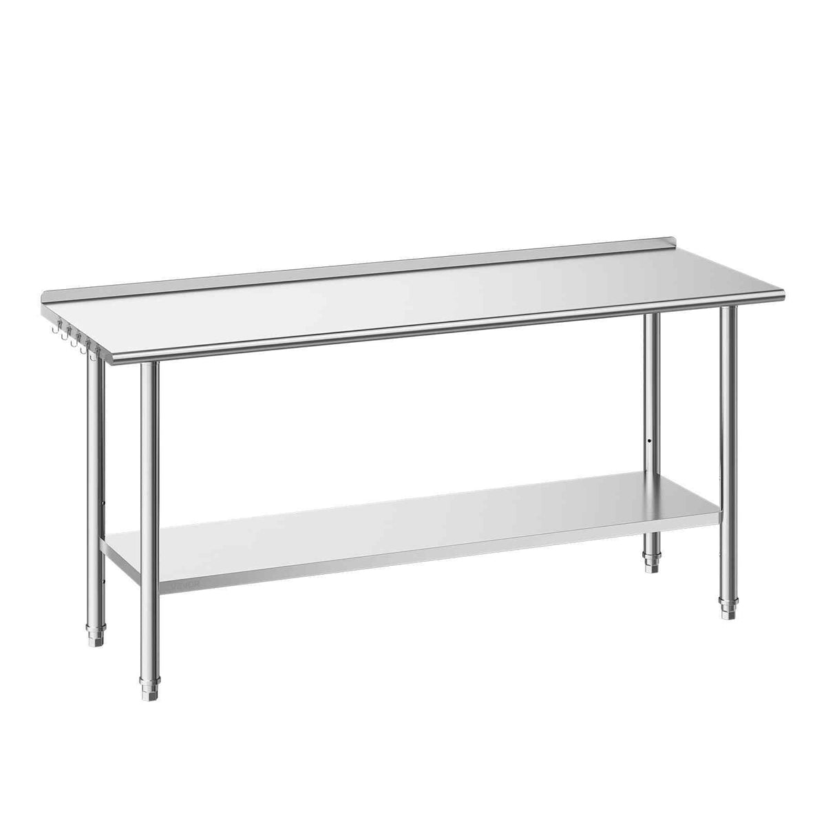 Stainless Steel Work Table, 24x72 Inch Food Prep Table with Backsplash, Commercial Kitchen Workstation with Adjustable Undershelf, Metal Heavy Duty Utility Worktable, for Restaurant Home Outdoor
