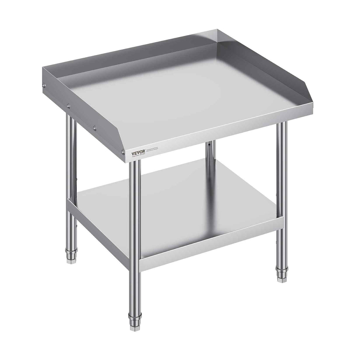 Stainless Steel Work Table, 24 x 28 x 26 Inch Commercial Food Prep Worktable, 3-Sided Backsplash Heavy Duty Prep Worktable, Metal Work Table with Adjustable Height for Restaurant Home Hotel