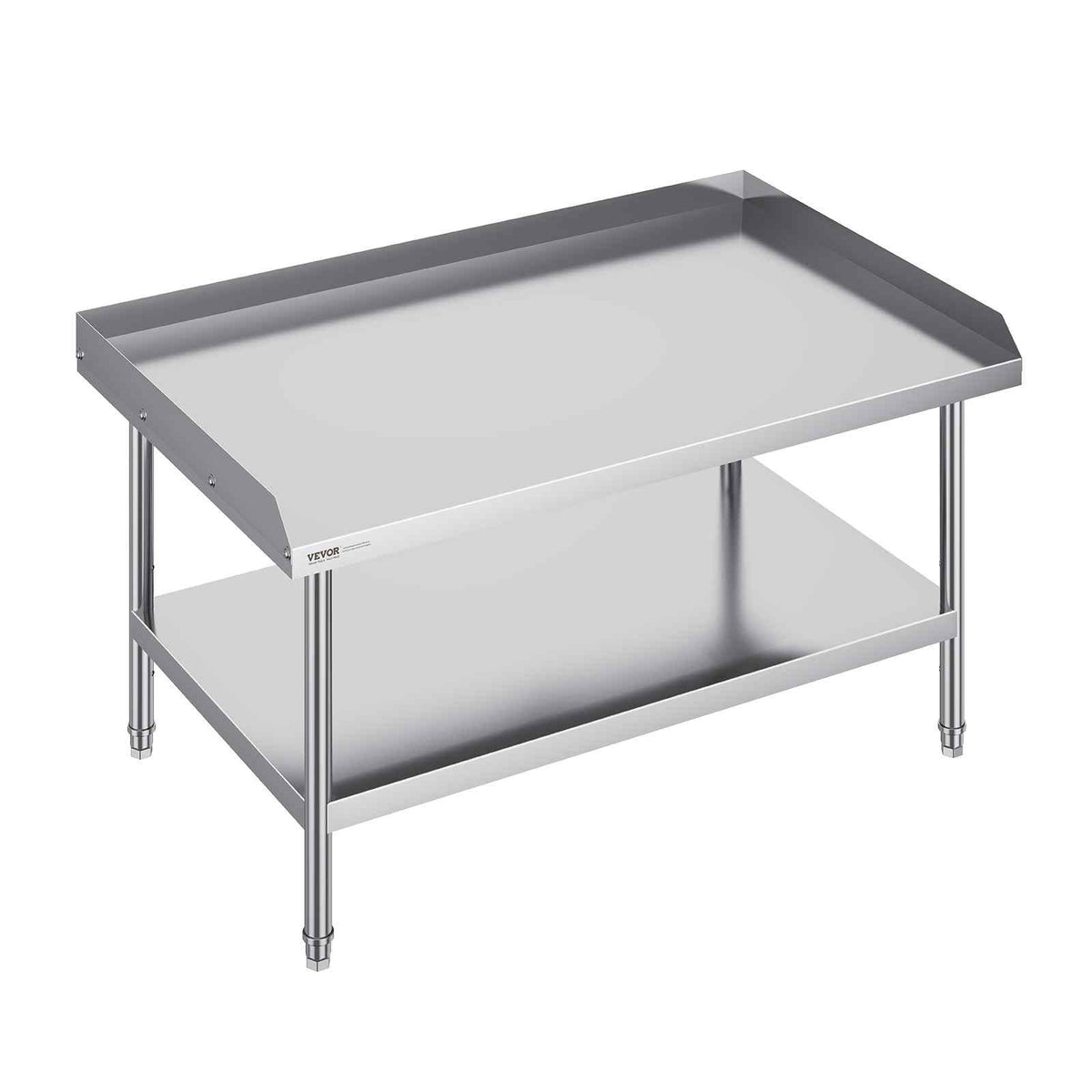 Stainless Steel Work Table, 30 x 48 x 26 Inch Commercial Food Prep Worktable, 3-Sided Backsplash Heavy Duty Prep Worktable, Metal Work Table with Adjustable Height for Restaurant Home Hotel