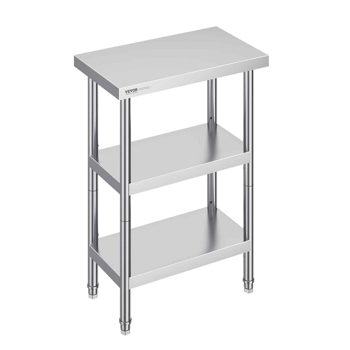 Stainless Steel Food Prep Table, 14 x 24 x 34 Inch Commercial Kitchen Worktable, with 2 Adjustable Undershelf, Heavy Duty Prep Table Metal Work Table for BBQ, Kitchen, Home, and Garage