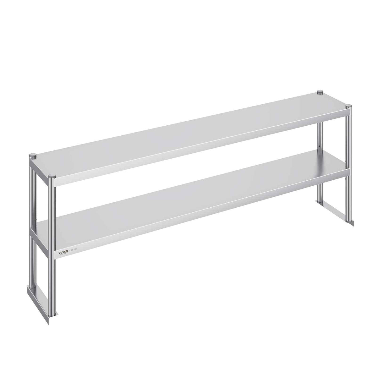 Double Overshelf, Double Tier Stainless Steel Overshelf, 12 x 72 Inch Double Deck Overshelf, Height Adjustable Overshelf Prep Work Table for Kitchen, Restaurant and Workshop
