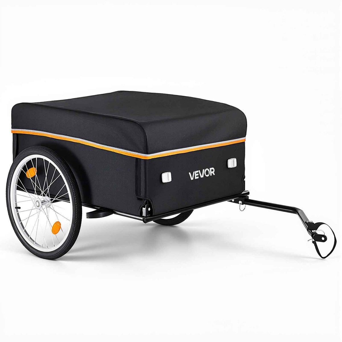Bike Cargo Trailer 130 lbs Load Heavy-Duty Bicycle Wagon Cart Folding, Foldable Compact Storage with Waterproof Cover, 20-Inch Wheels, Reflectors, Carbon Steel Frame, Fits 22-28 in Bike Wheels