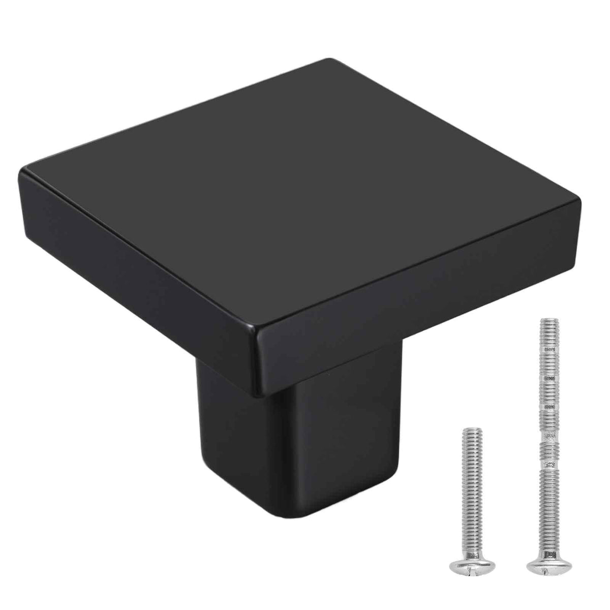 Cabinet Knobs, 10 Pack, 1.18 Inch Black Zinc Alloy Drawer Pulls & Door Handles, Square Kitchen Solid Knobs Dresser Handles, Cupboard Hardware with Screws for Bathroom Closet Cabinets Drawers