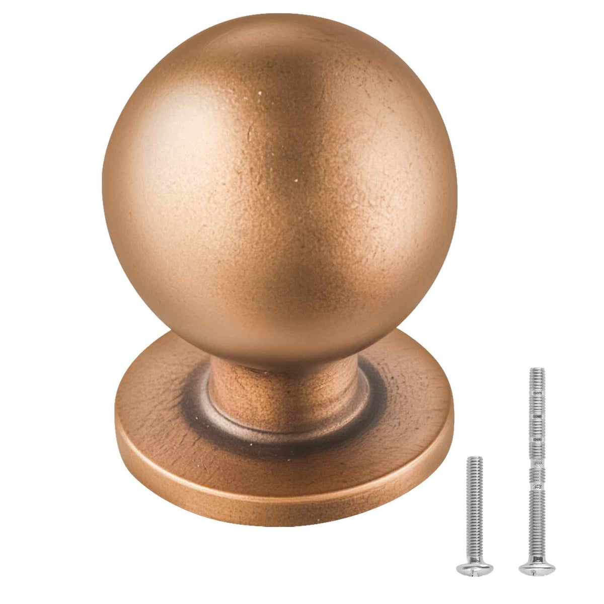 Cabinet Knobs, 12 Pack, 0.98 Inch Zinc Alloy Drawer Pulls Door Handles, Round Kitchen Dresser Solid Knobs Cupboard Hardware with Screws for Bathroom Closet Cabinets Drawers, Antique Brass Color