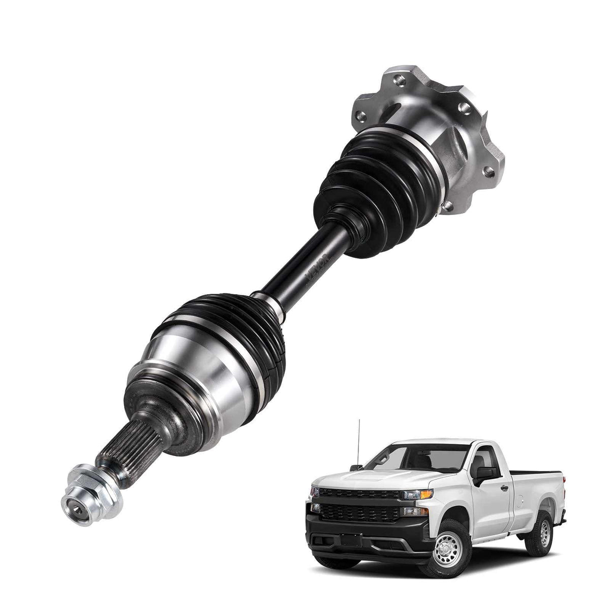 CV Axle Shaft Assembly, Front Left or Right Side (Driver or Passenger Side), Automotive Replacement CV Joint Axle Compatible with 1999-2006 Chevrolet Silverado 1500, Alloy Steel & Carbon Steel