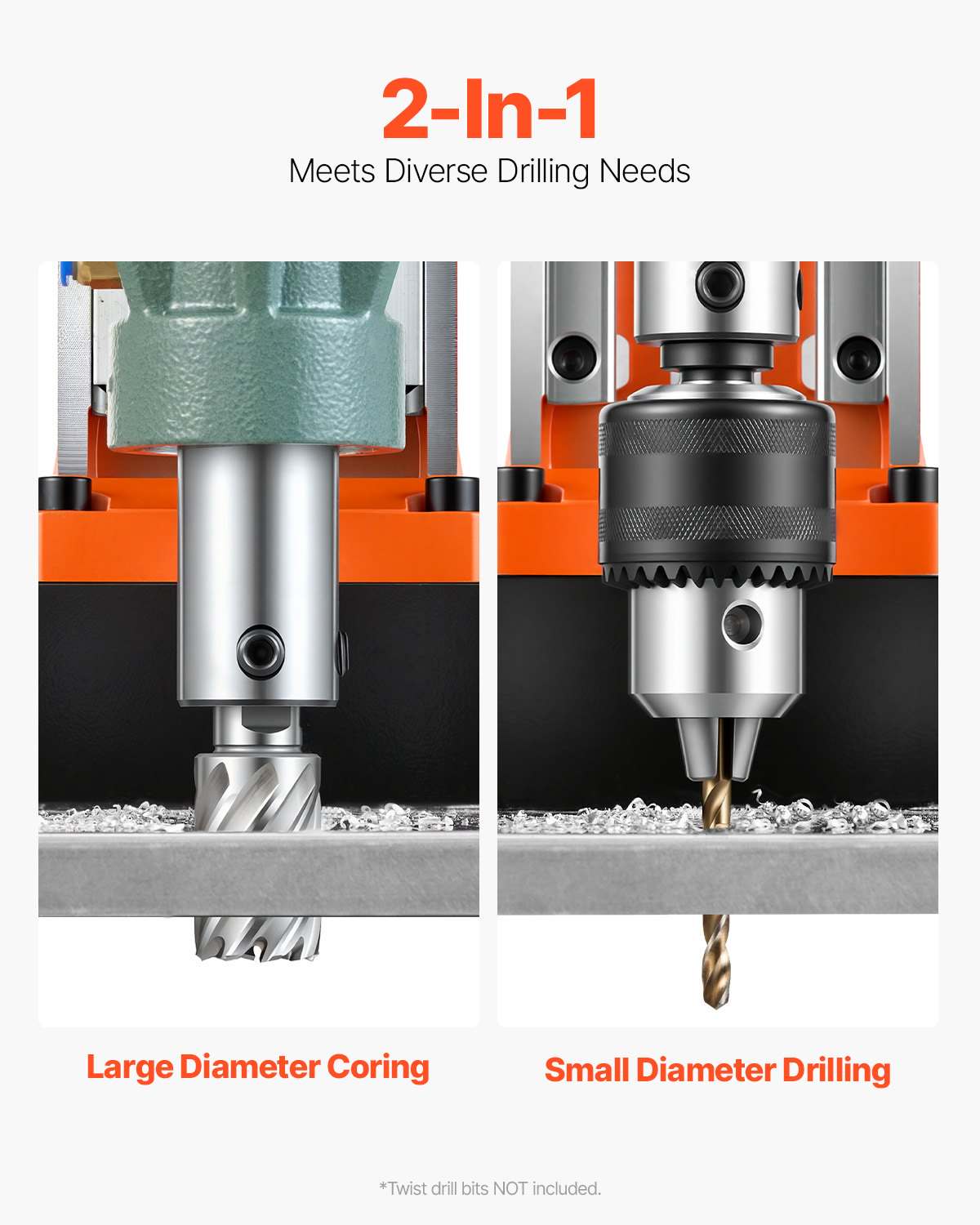 Magnetic Drill, 1550W Motor 2 in Coring Diameter, 2922 lbf Magnetic Force, 0-550 RPM Variable Speed, Portable Electric Mag Drill Press Drilling Machine for Metal Surface, Home Improvement