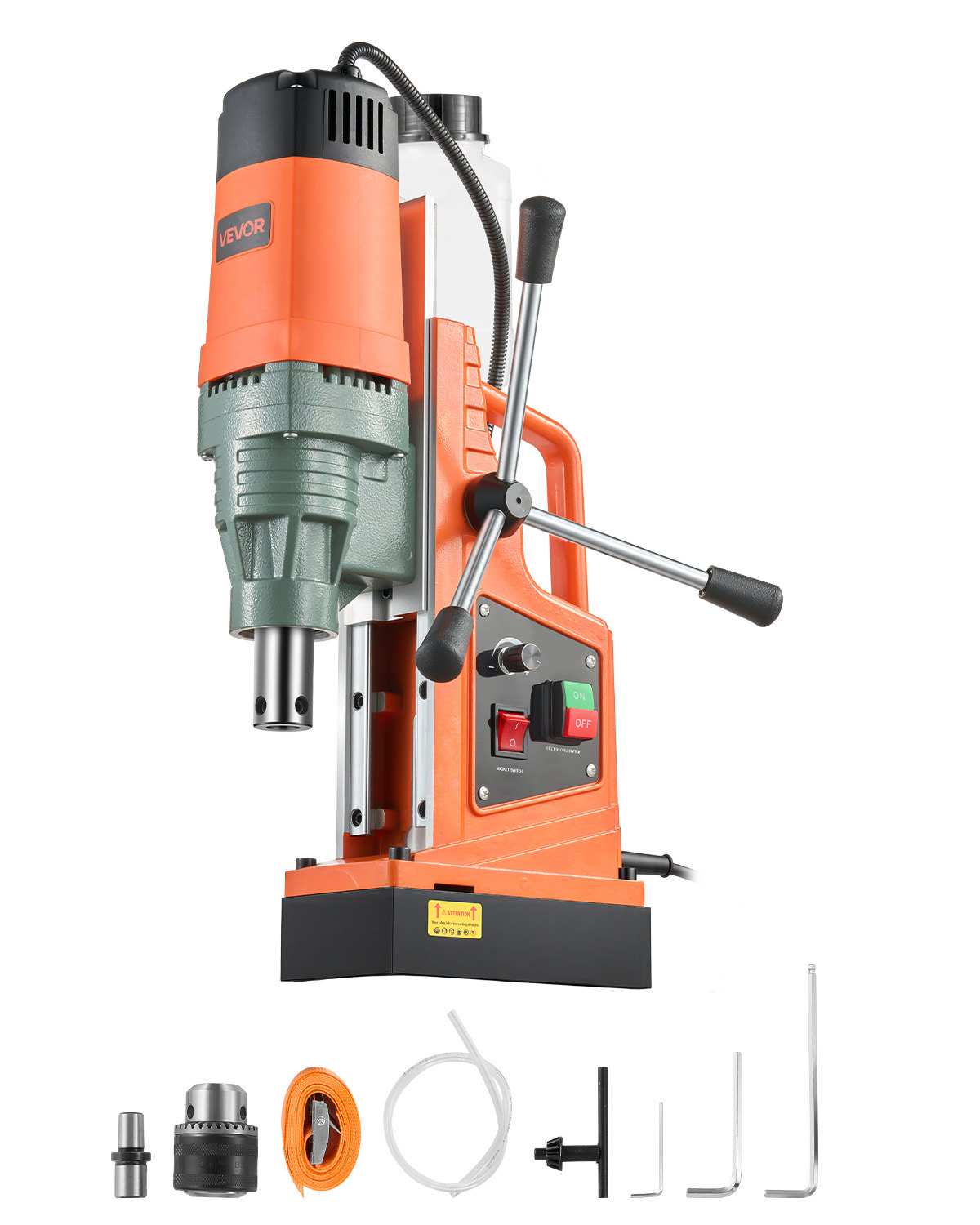 Magnetic Drill, 1550W Motor 2 in Coring Diameter, 2922 lbf Magnetic Force, 0-550 RPM Variable Speed, Portable Electric Mag Drill Press Drilling Machine for Metal Surface, Home Improvement
