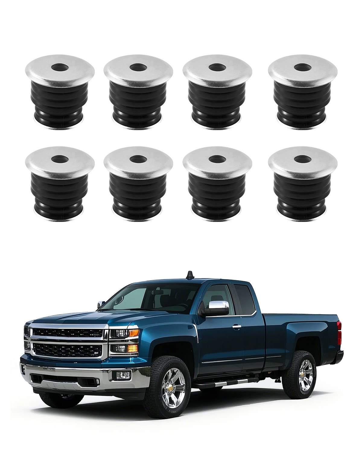 Body Mount Bushing Kit, Compatible with 1999-2007 Ford F250 F350, 60 PCS Polyurethane Body Mount Kit, Quick Replacement, Durable Components for Improving Bumpy Driving Performance, Black