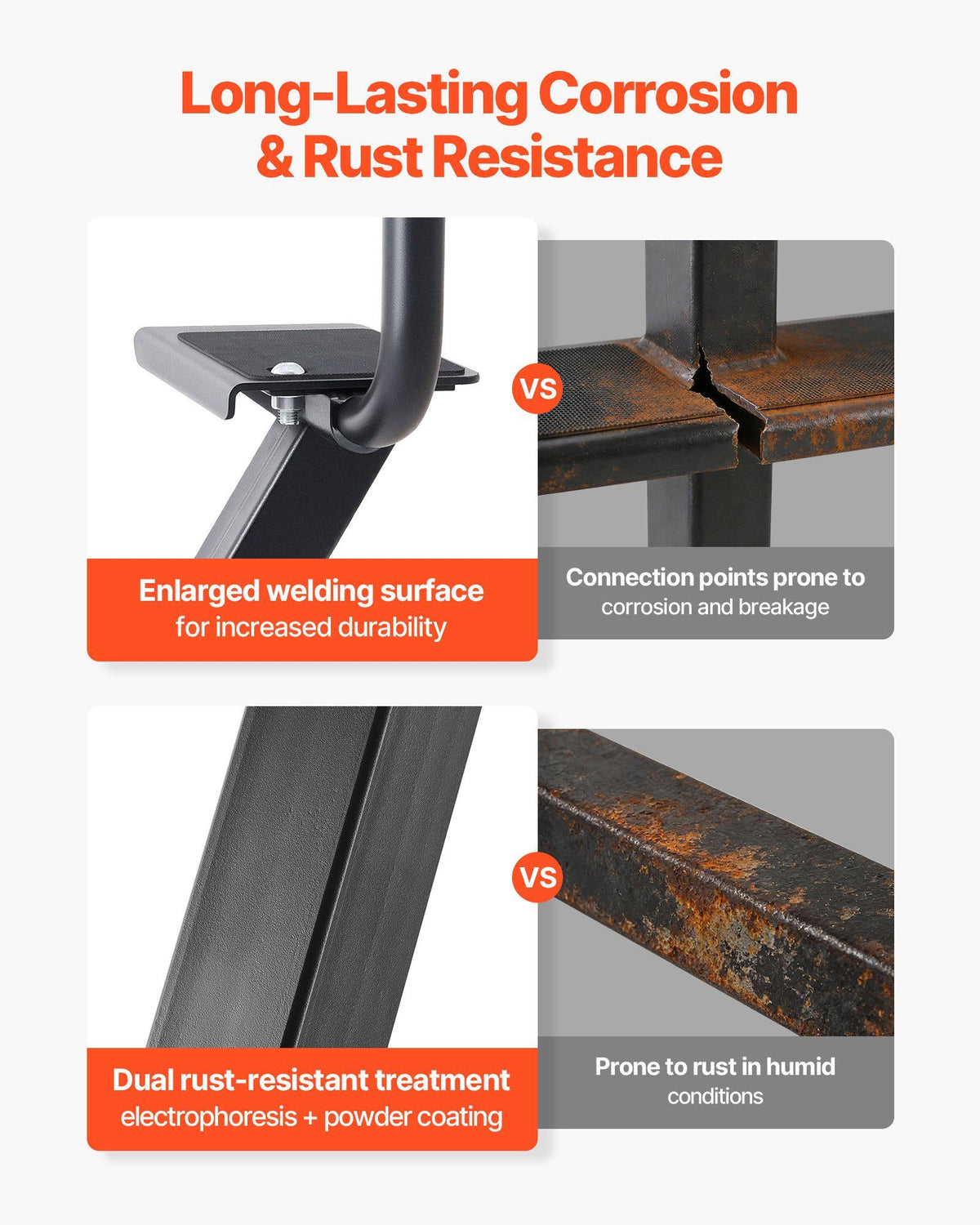 Boat Trailer Steps, 3-Step, Heavy-Duty Boat Trailer Steps with Handle, Non-Slip Surface, 3 Mounting Angle Options, Carbon Steel Ladder Suitable for 3" x 3"/3" x 5"/4" x 4" Frame, Bottom Mounting