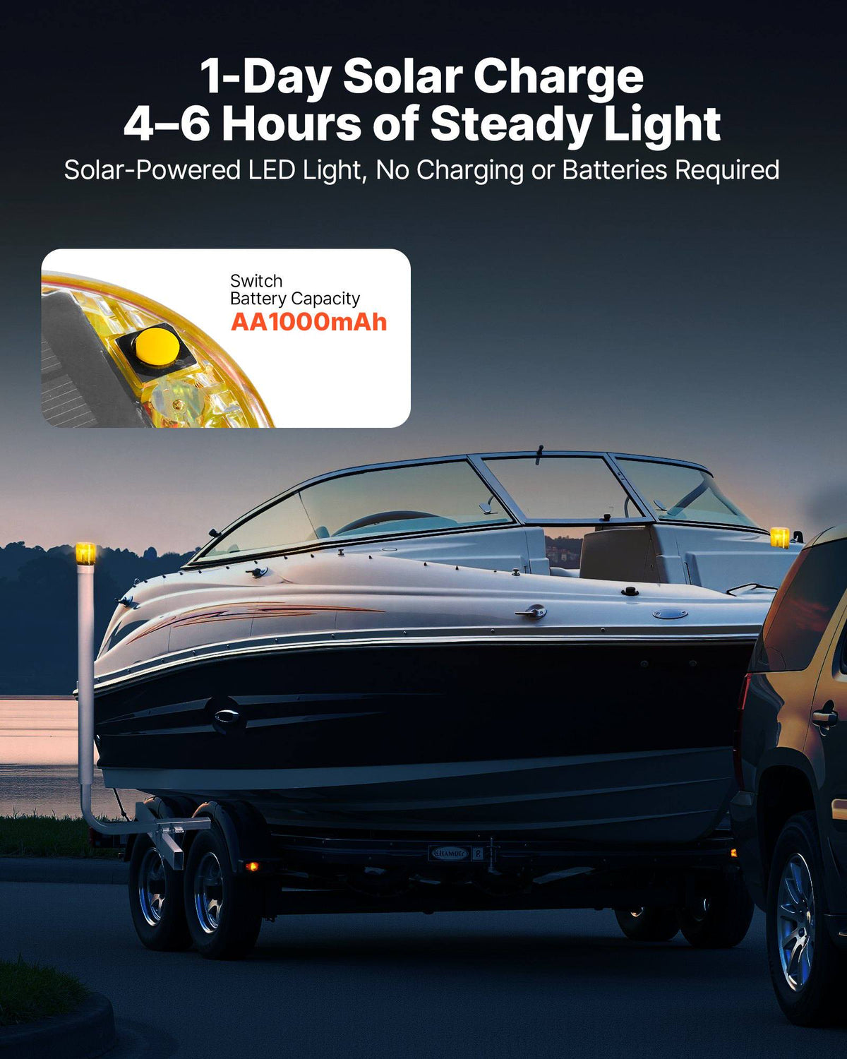 Boat Trailer Guide, 46 in with LED Light Trailer Guide Poles, 2PCS High-Hardness Steel Guide-Ons, Wide Adjustable Trailers Guides with PVC Pipes, for Ski Boat, Fishing Boat or Sailboat Trailers
