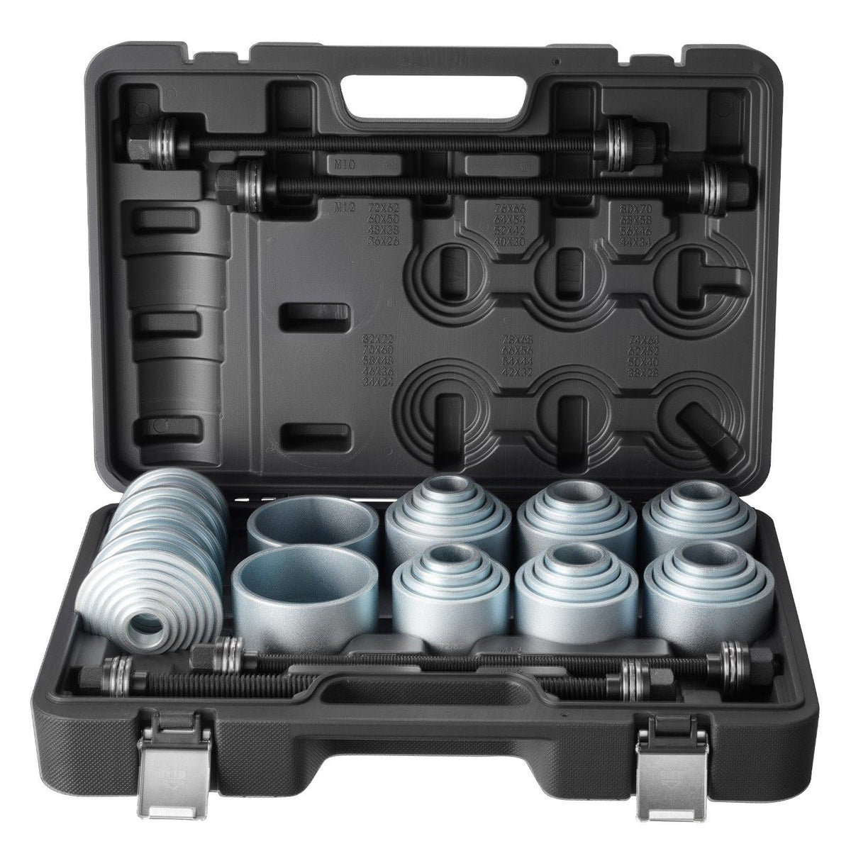 Pull and Press Sleeve Kit, 36 PCS, Steel Bush Removal Insertion Sleeve Tools with Carrying Case, Compatible with LCV and HGV Engines, for Removing and Installing Bushings, Bearings, and Seals