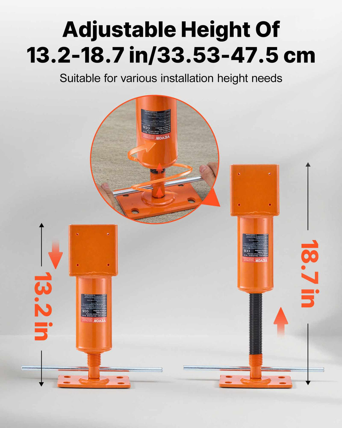 Screw Jack Post, 4" x 4", 13.2"-18.7" Height Range, 24700 lbs Max Load Capacity, Adjustable Shore Jack, Temporary House Jack Pole for Home Leveling, Lifting Floor Crawlspace Basement Shore Beam