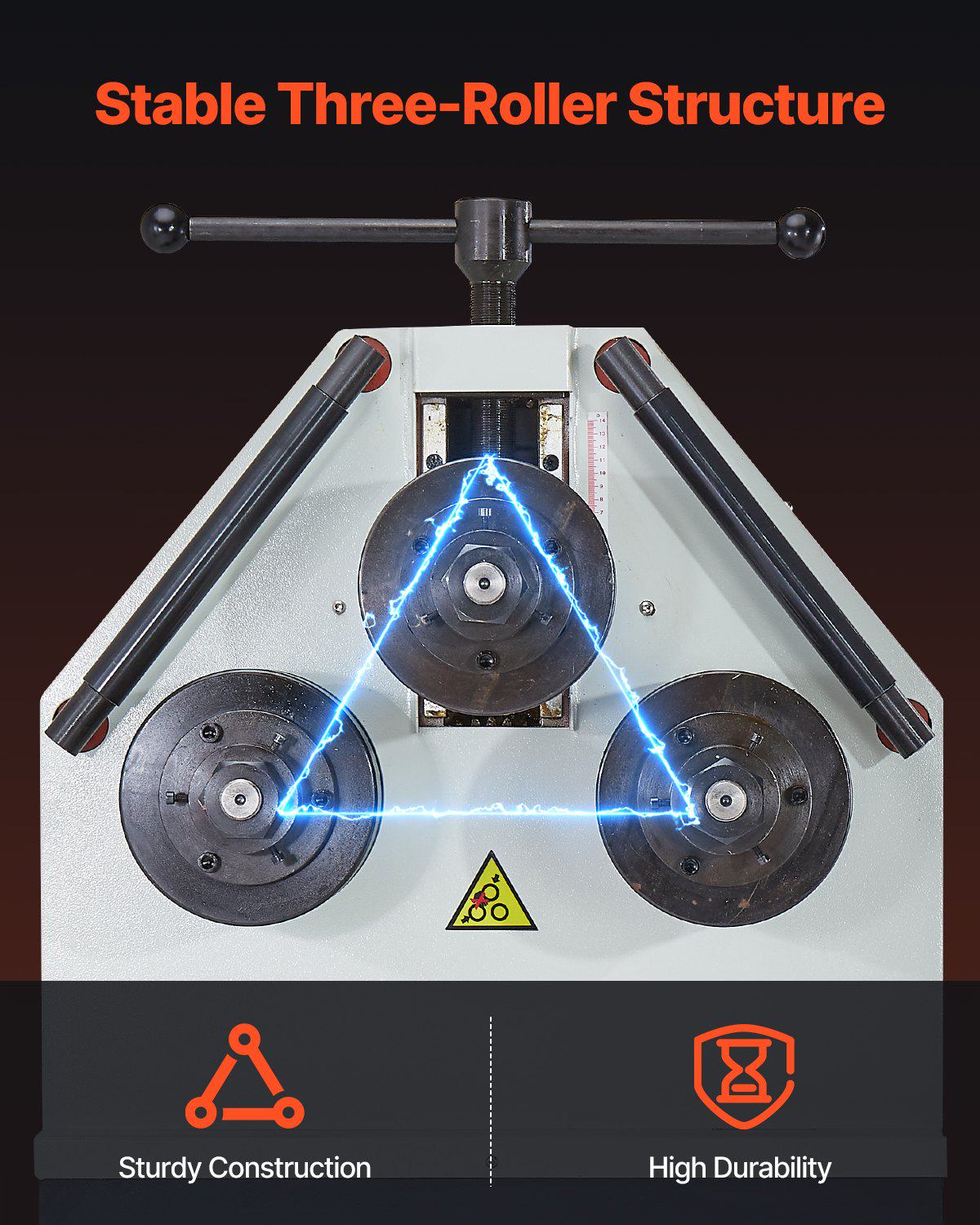2.2KW Electric Roll Bending Machine, 3-Roller Electric Pipe Bender Machine with 180° Maximum Bending Angle & Reversible Foot Switch, Support Horizontal/Vertical Operation (220V 60Hz 3-Phase)
