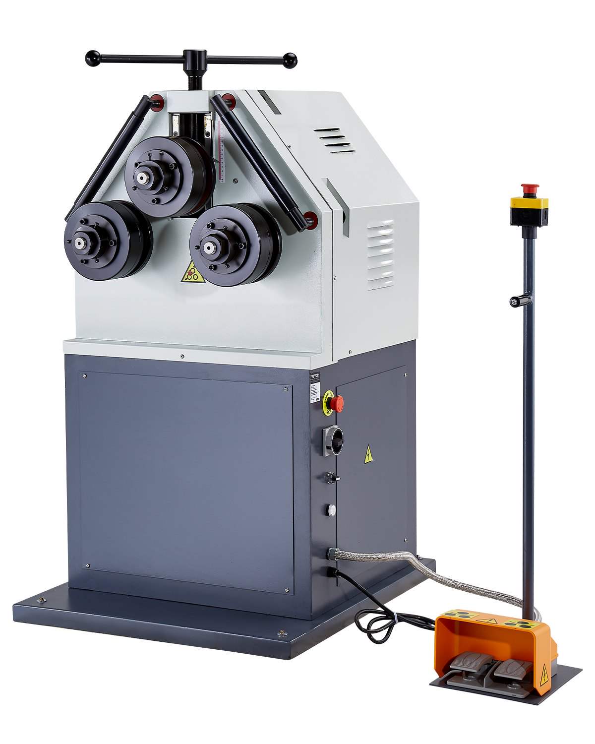 2.2KW Electric Roll Bending Machine, 3-Roller Electric Pipe Bender Machine with 180° Maximum Bending Angle & Reversible Foot Switch, Support Horizontal/Vertical Operation (220V 60Hz 3-Phase)
