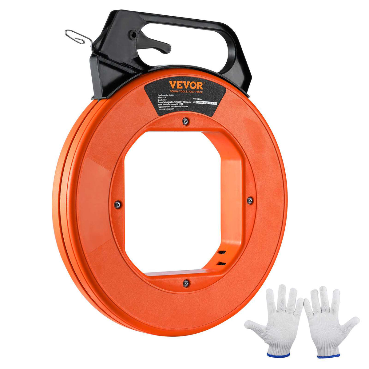 Steel Wire Puller, 240ft, 1/8in, with Enhanced Housing & Handle, Simplified Cable Pulling Device, Adaptable for Wall & Electrical Conduit Wiring, Insulated
