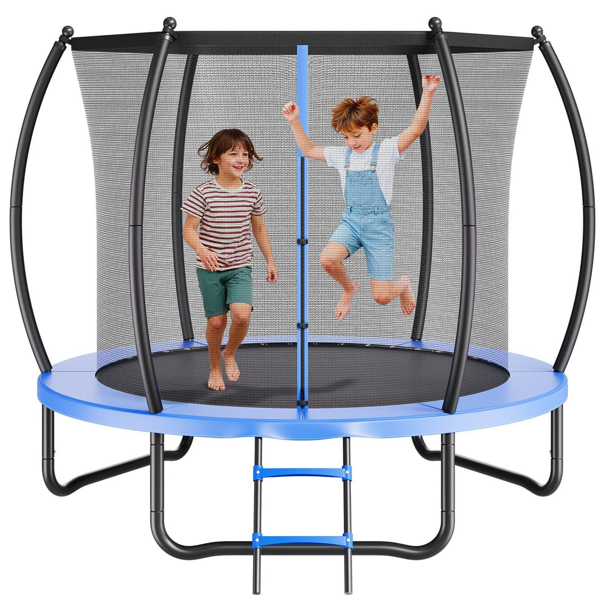 Outdoor Trampoline, 8FT Recreational Trampoline, ASTM Approved Trampolines with Enclosure Net & Thickened Pad, Max 265 lbs Weight Capacity, Anti-Rust Backyard Trampolines for Kids & Adults