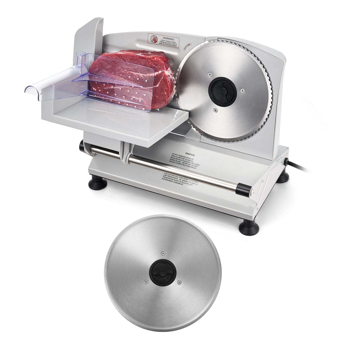 Meat Slicer, 6.7 inch 150W Electric Deli Slicer Machine with two SUS420 Blades,  0-0.6 inch Adjustable Thickness, ETL Certified Home Food-Slicer for Meat, Ham, Baguett, Steak, ETL Approved