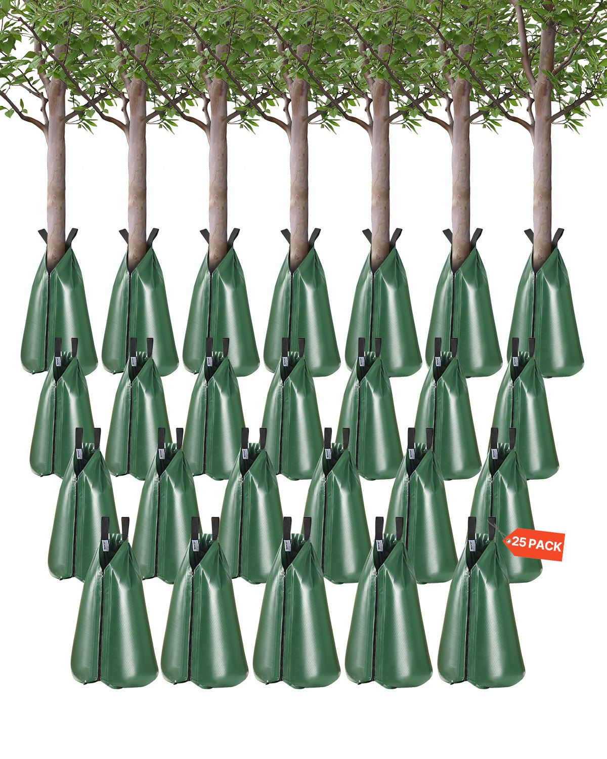 Tree Watering Bag, 25 Packs 20 Gallons Watering Bags for New Trees, 5-9 Hours Slow Release Refillable Tree Drip Irrigation Bags with Zipper, Durable Tree Watering System for Deep Root Targeting