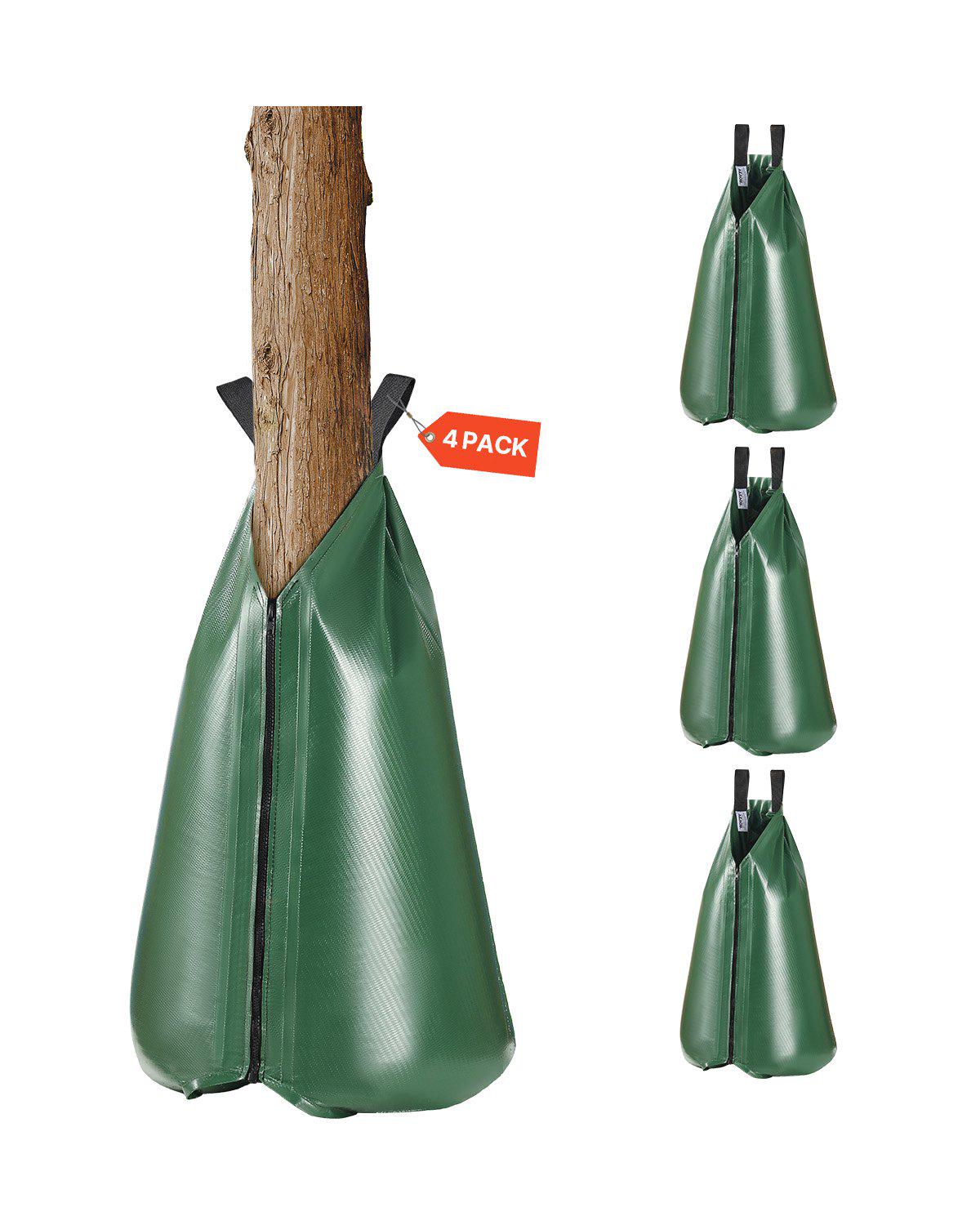 Tree Watering Bag, 4 Packs 20 Gallons Watering Bags for New Trees, 5-9 Hours Slow Release Refillable Tree Drip Irrigation Bags with Zipper, Durable Tree Watering System for Deep Root Targeting