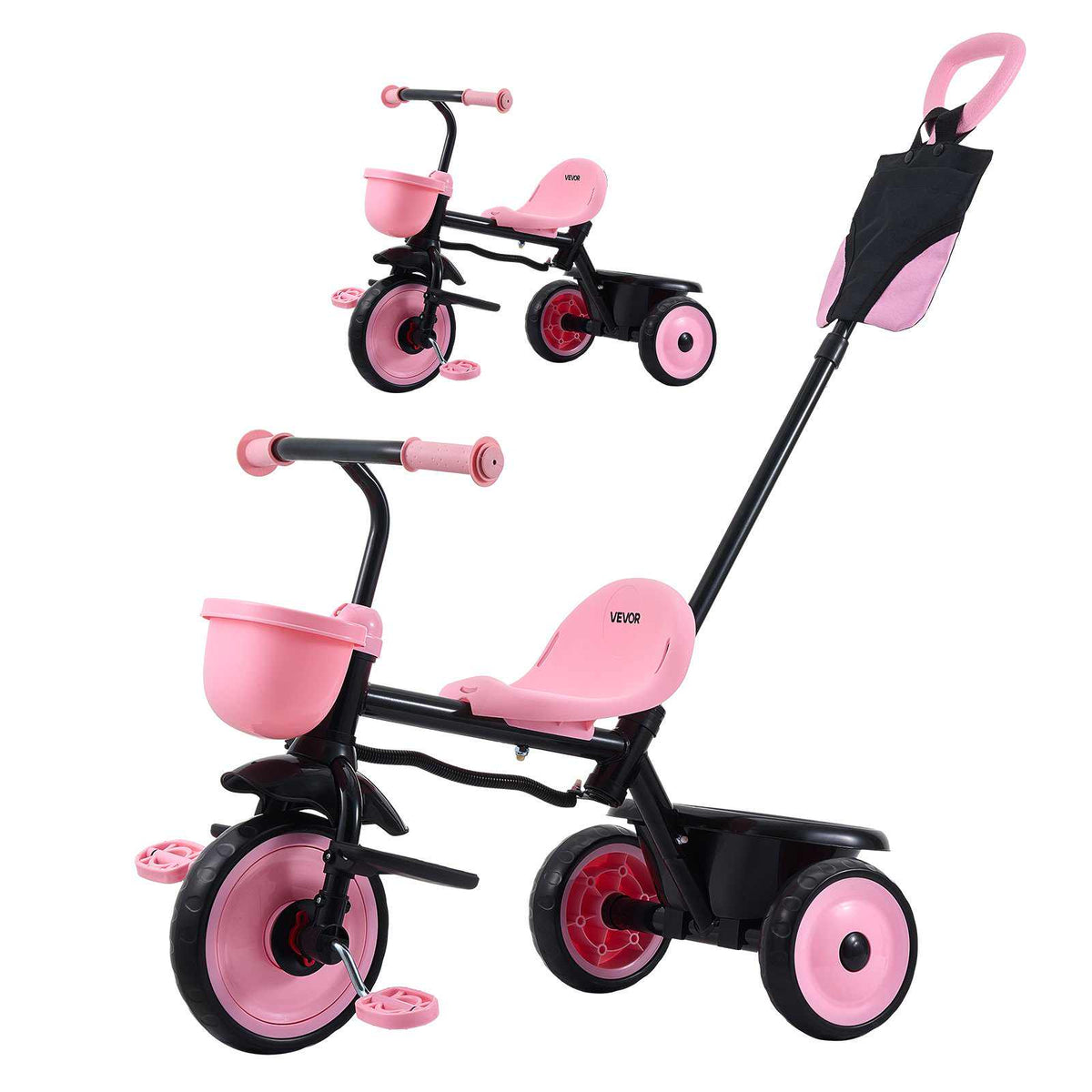 Toddler Tricycle & Stroller for 18 Months to 5 Year Old, Kids Trike with Parent Push Handle, Adjustable Seat & Storage for Outdoor Play, Tricycle for Toddlers, Birthday Toy for Boys and Girls