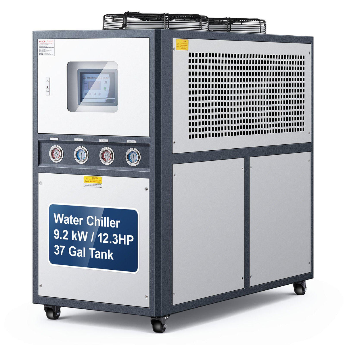 Air-Cooled Water Chiller, 12.3 HP, Industrial Water Chiller with 30,240 Kcal/h Cooling Capacity, Dual Compressor, 37 Gal Large Tank, LED Display, Cooler for Cooling Water, Not Air Conditioner