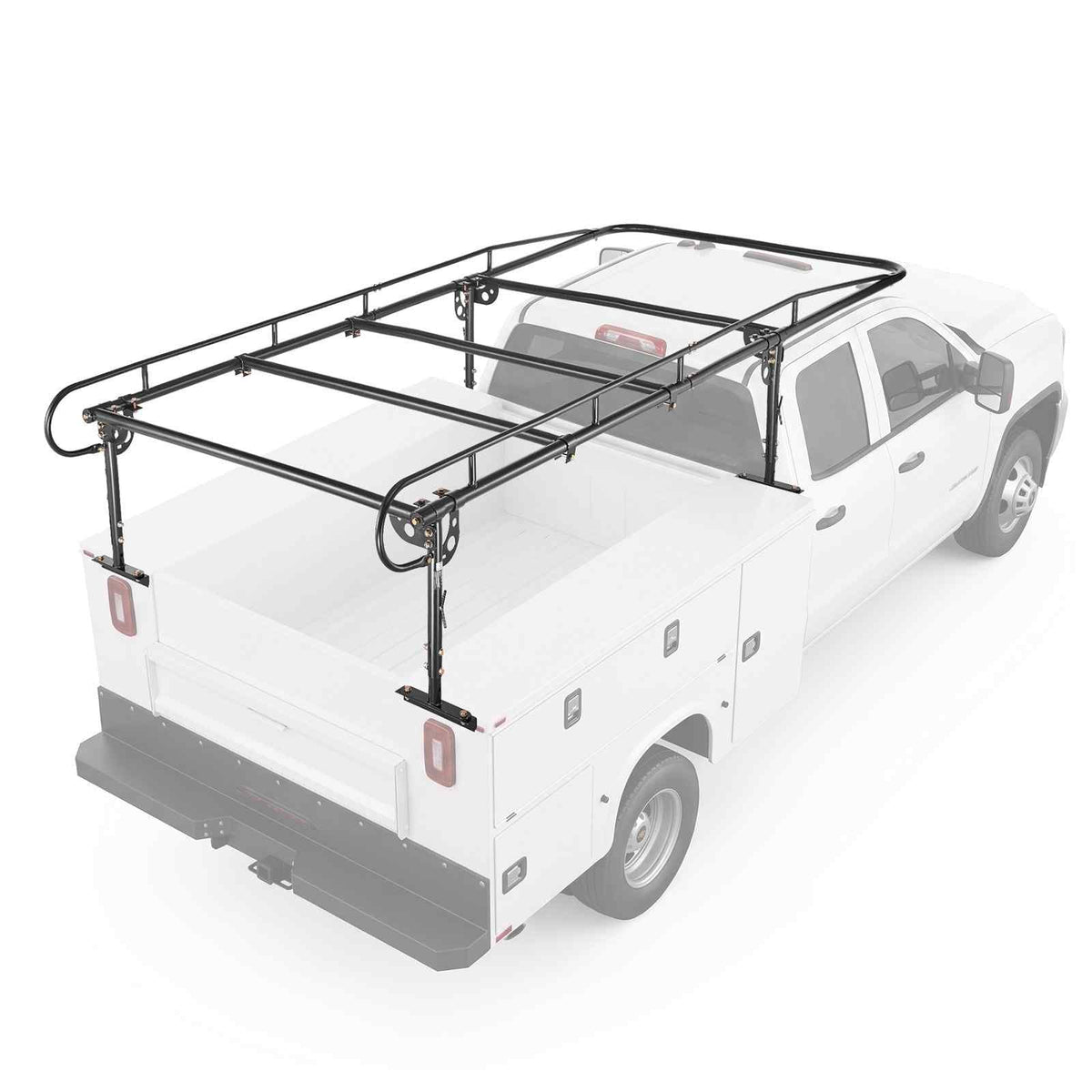 Service Body Truck Ladder Rack 1000LBS Capacity Over-Cab Trucks Rack, 21"-31" Height Adjustable, Fit Single/Dual Rear Wheel Utility Truck, Heavy Duty Steel Support for Kayak Surfboard Lumber