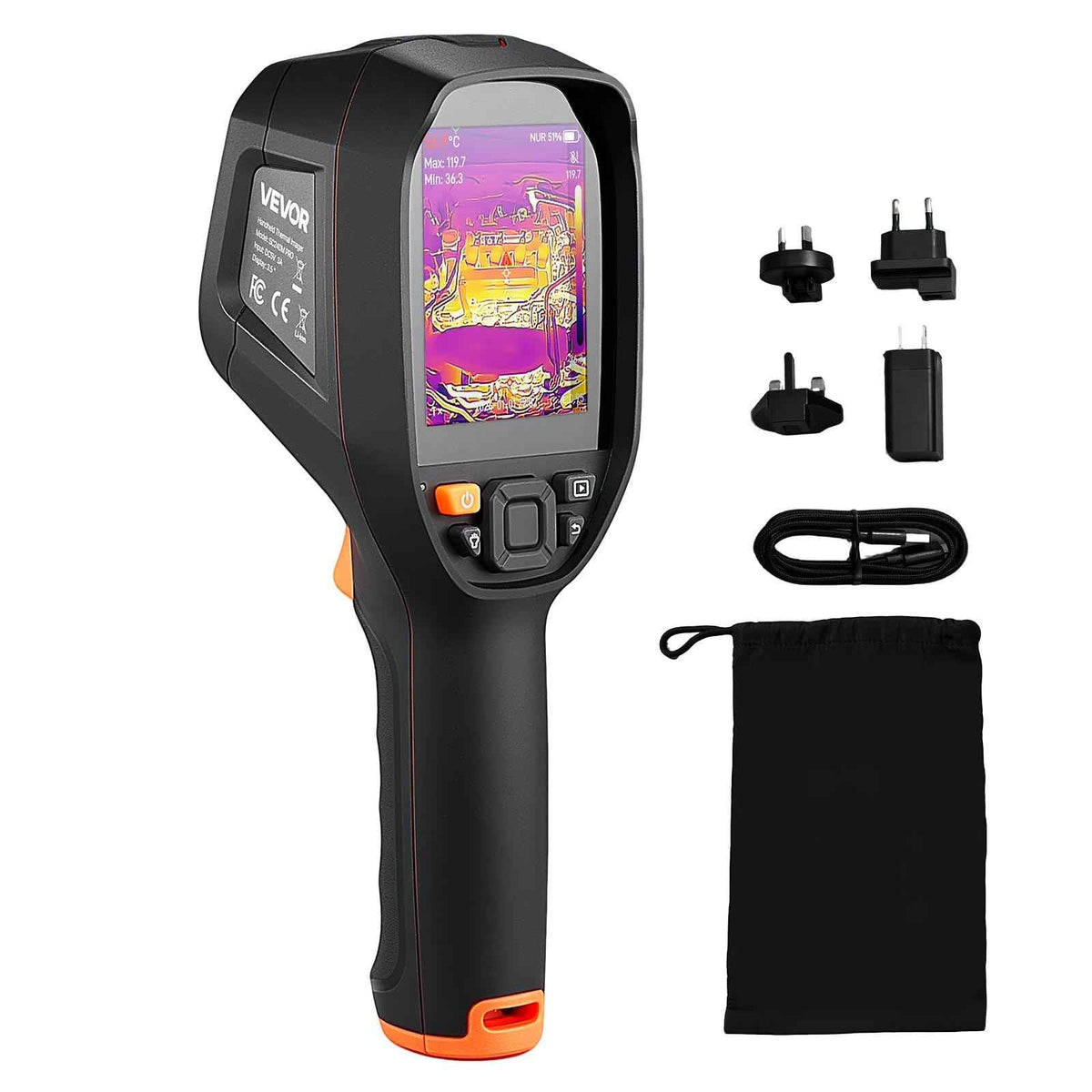 Pro Thermal Imaging Camera, Upgraded 512 x 384 TISR Super Resolution, 3.45" LCD Infrared Thermal Imager with 2MP Visual Camera, 25HZ Refresh Rate, -4°F - 1022°F, 4 Image Modes & 7 Color Palettes