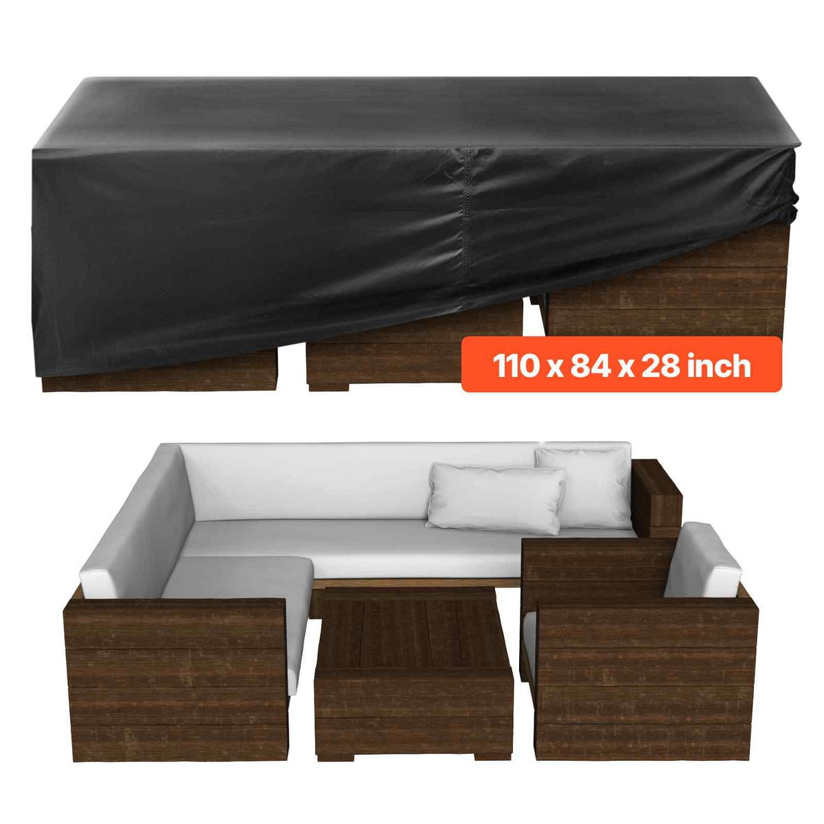 Patio Furniture Cover, 420D Heavy Duty Waterproof Outdoor Dining Table and Chairs Cover, Large Rectangular Patio Table Covers with Air Vent for All Weather, 110L x 84W x 28H inch, Black