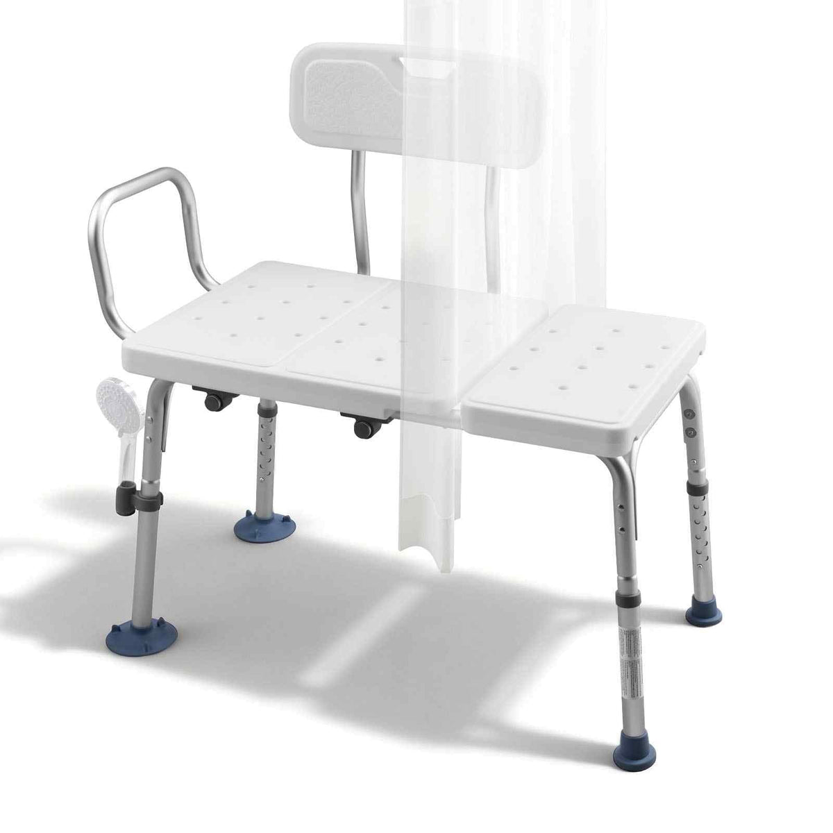 Tub Transfer Bench for Bathtub, 400 lbs Capacity Heavy Duty Shower Chair with Arm, Backrest and Curtain Slot, Height Adjustable Shower Bench Bath Seat for Adults, Seniors, Elderly and Disabled