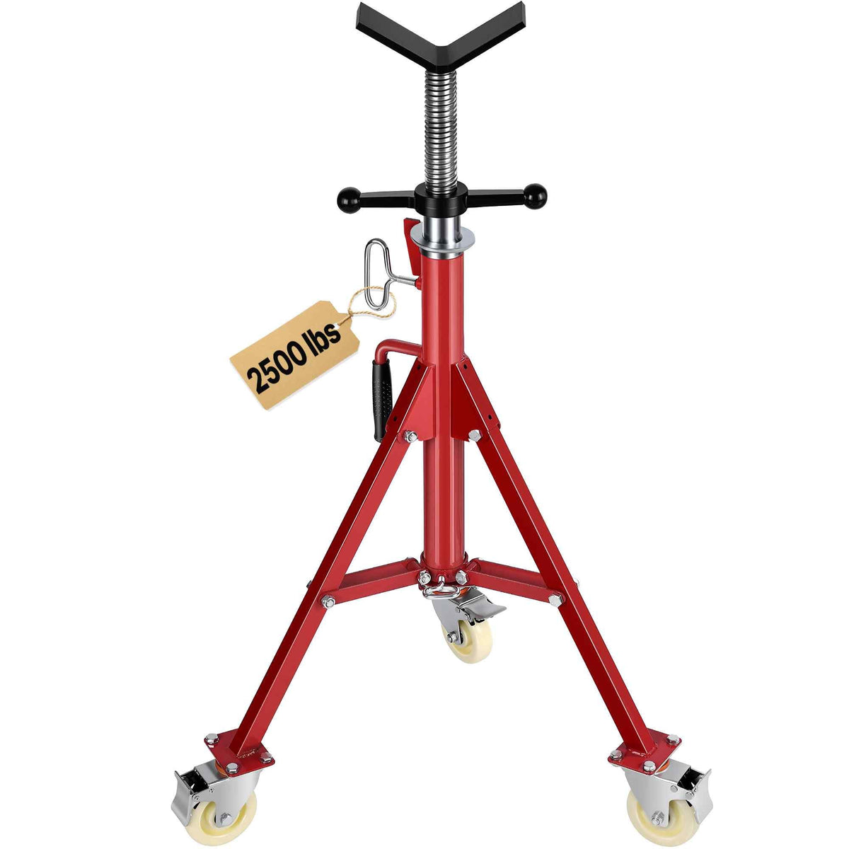 Pipe Stand, V Head Pipe Stand Adjustable Height 28-52 Inch, 2500LBS Pipe Stands with Casters, Folding Portable Pipe Stands for 1/8 to 12 Inch Pipe Supporting