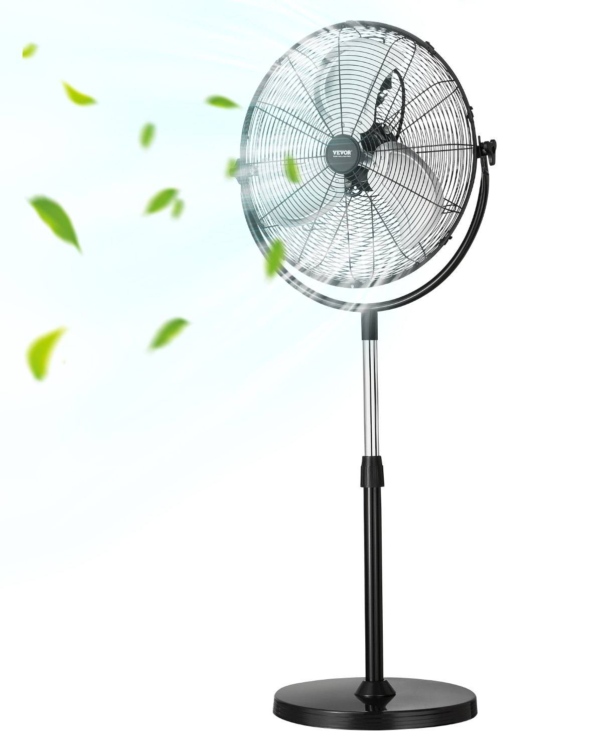 Industrial Pedestal Fan, 20 Inch Standing Fan with 46.9 to 59.6 Inches Adjustable Height, Floor Fans with 3 Adjustable Speeds, High Power Fans for Warehouse,Garage,Commercial,Residential, Black