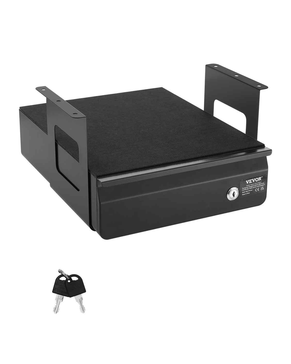 13" Wide Under Desk Drawer Slide Out, Under Desk Mounted Pull-out Drawer Attachment, Hidden Desktop Storage Organizer, Lockable Under Table Pencil Drawer for Sit Stand Workstation, 14x13x7 in