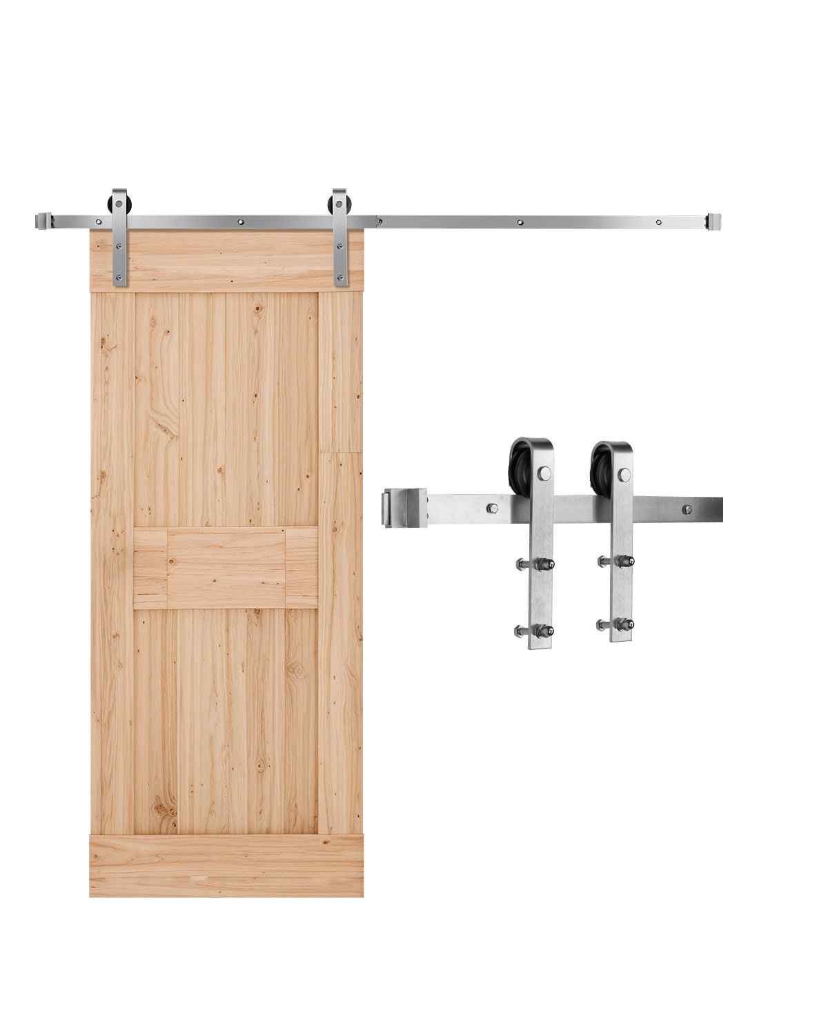 6FT Sliding Barn Door Hardware Kit, 330 LBS Weight Capacity, Compatible with 36 Inches Max Width & 1-3/8 to 1-3/4 Inches Thickness Single Sliding Barn Door, Durable Track & J-shape Roller Silver