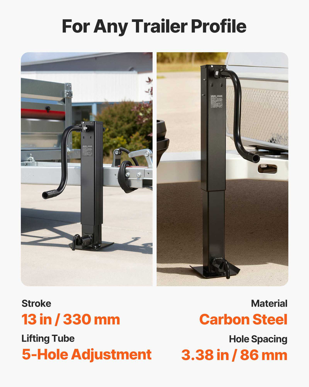 Heavy-Duty Trailer Jack, 12,000 lbs Load Capacity, Sidewind Square Direct Weld-on Trailer Jack with Handle Crank, Adjustable Drop Leg, 26-Inch Travel for Lifting RV, Utility, Yacht Trailers