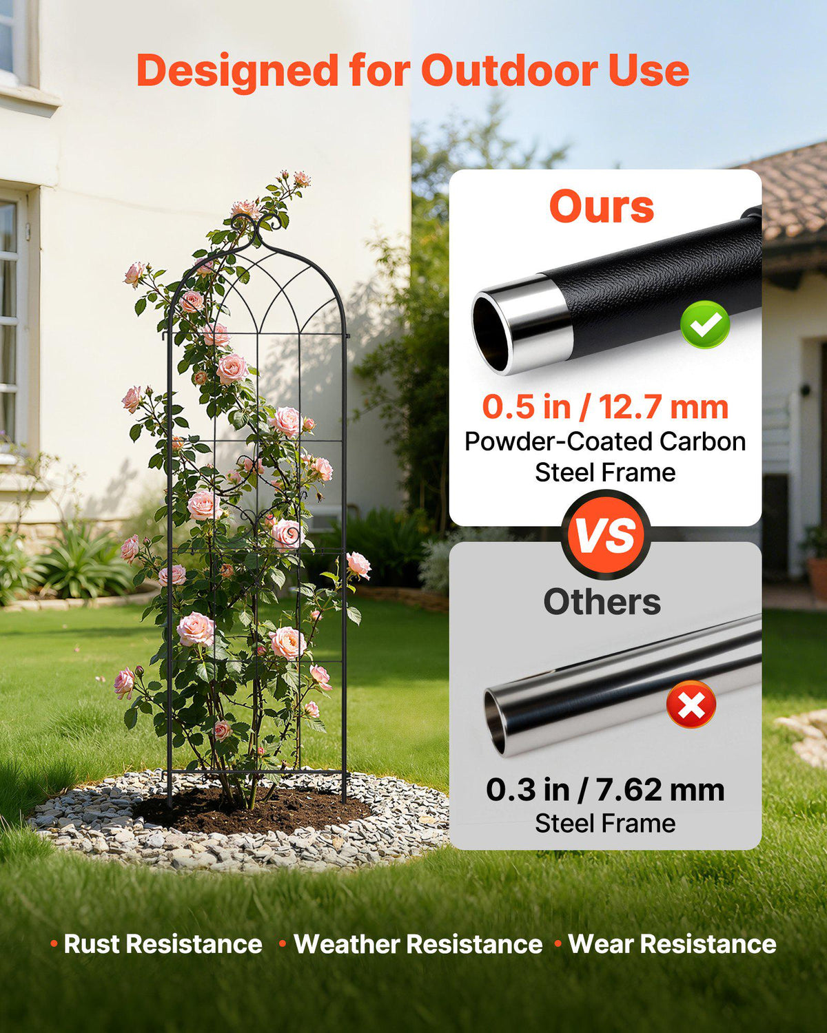 Garden Trellis, 71 x 20 inch Rose Trellis, 4 Packs Garden Flower Rose Trellises with Powder-Coated Finish & Convenient Locking Design, Plant Support Trellises for Flowers, Vegetables, Roses