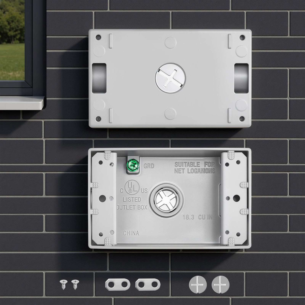 Outdoor Electrical Box, 4.5 x 2.8 x 2 in, Weatherproof Outlet Junction Box, Suitable 1/2-Inch or 3/4-Inch Electrical Conduit, 18.3 Cu.In Large Capacity Plug Receptacle Protector, 4PCS, Gray