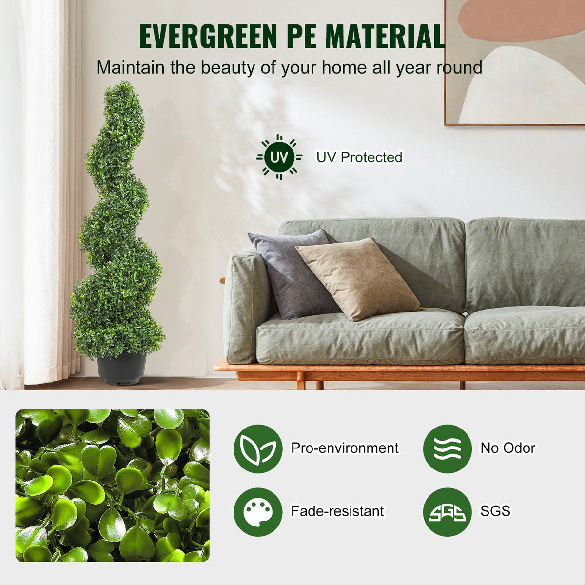 2 pcs. Artificial Boxwood Tower Topiary Spiral Artificial Plant 91cm high Decorative Plant Green Plastic PE Iron Topiary Plants incl. 10 pcs. Replacement Leaves