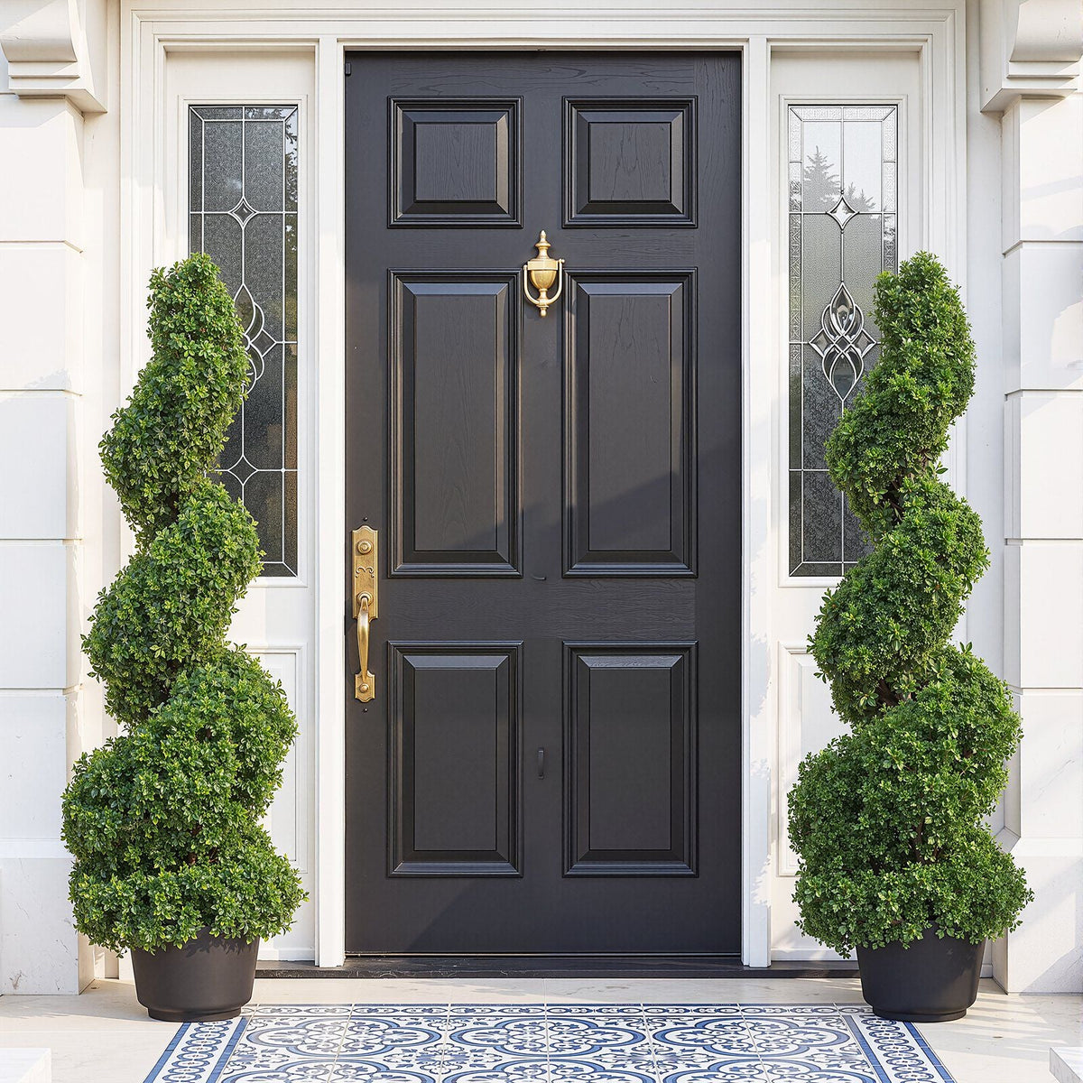 2 pcs. Artificial Boxwood Tower Topiary Spiral Artificial Plant 91cm high Decorative Plant Green Plastic PE Iron Topiary Plants incl. 10 pcs. Replacement Leaves