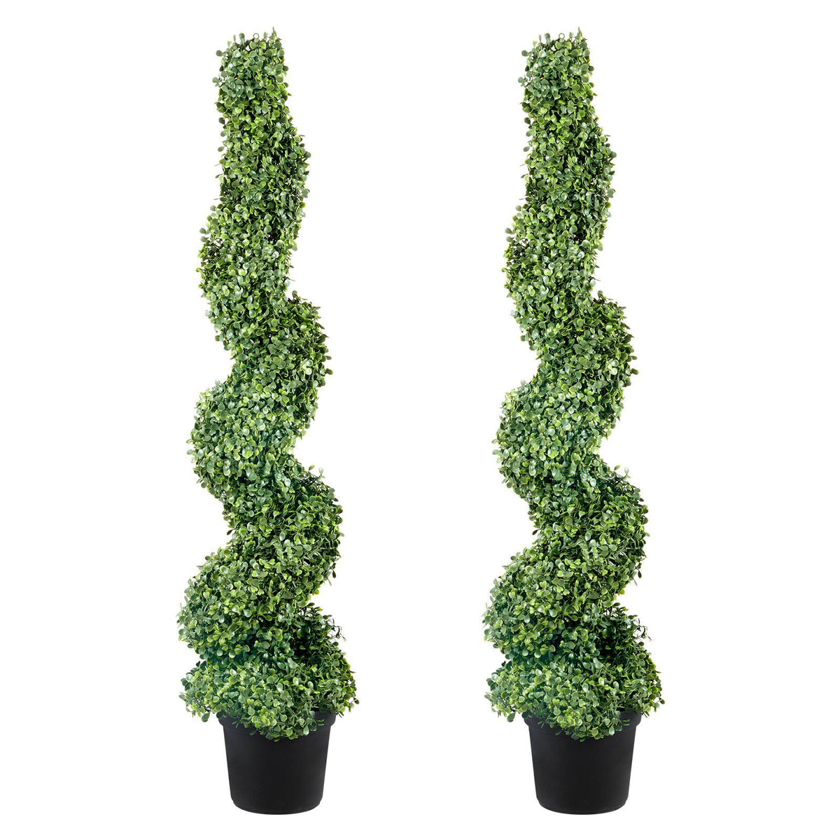 2 pcs. Artificial Boxwood Tower Topiary Spiral Artificial Plant 122cm high Decorative Plant Green Plastic PE Iron Topiary Plants incl. 10 pcs. Replacement Leaves