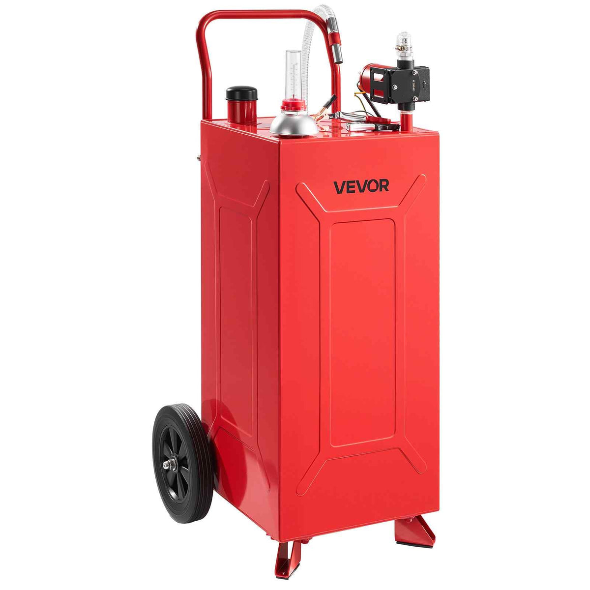 30 Gallon Fuel Gas Caddy, Carbon Steel, Portable Fuel Transfer Storage Tank with Electric Pump & 2 Wheels, Gasoline Diesel Can Container, for Cars, Lawn Mowers, ATVs, Boats, Motorcycles, Red